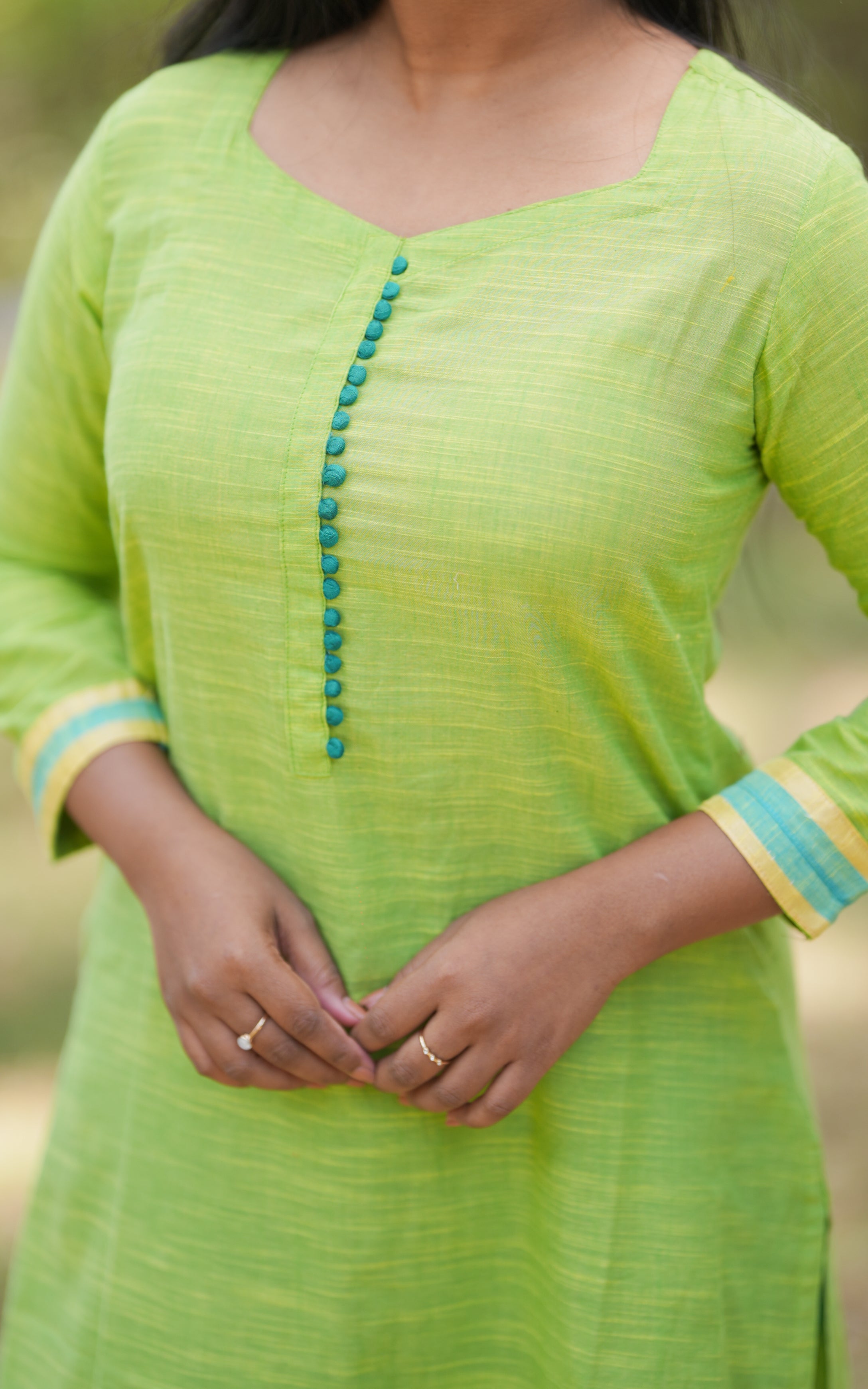 pistha green straight cut kurti daily wear office wear