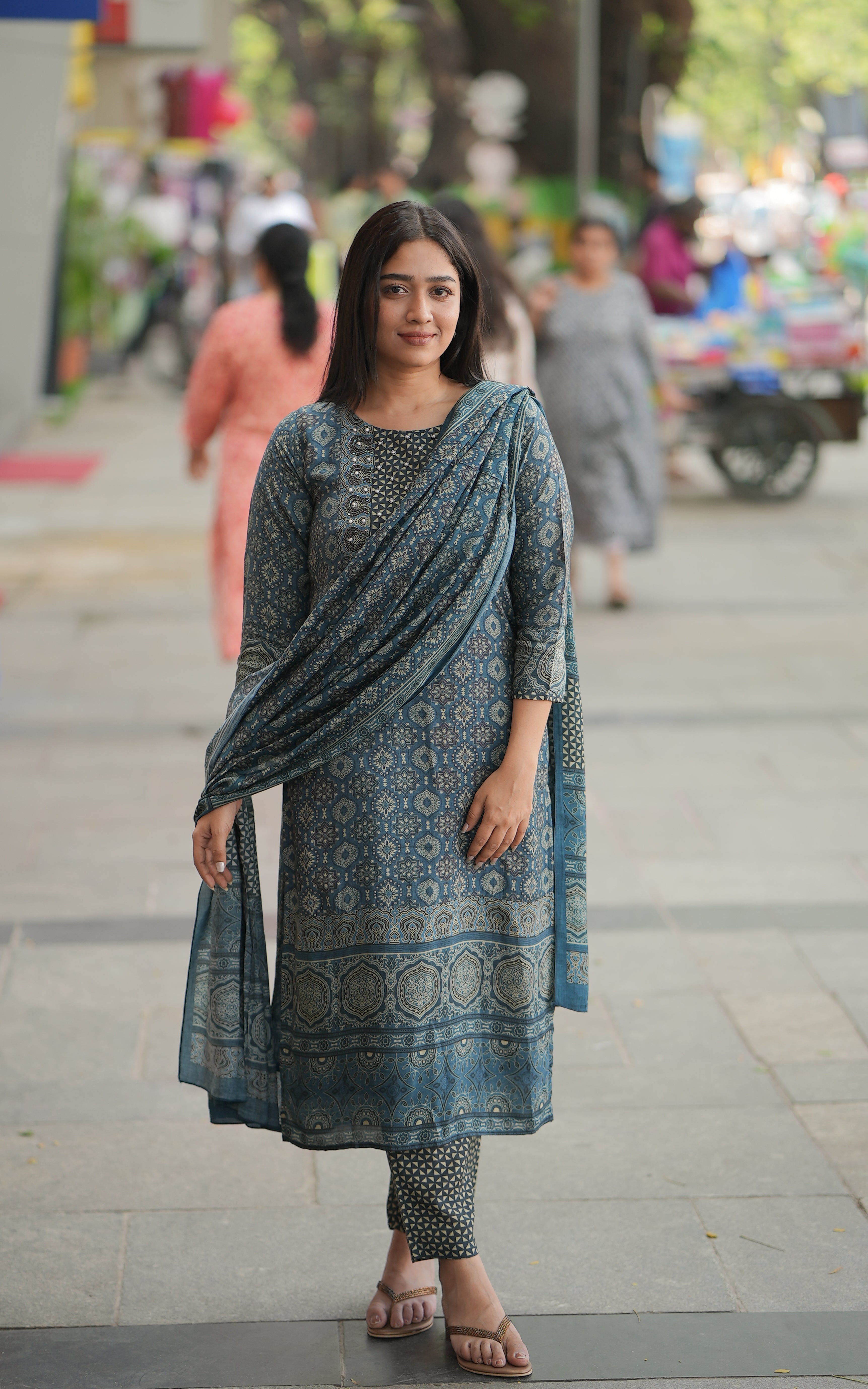  Straight Cut Kurti with Pant & Dupatta (with Lining)