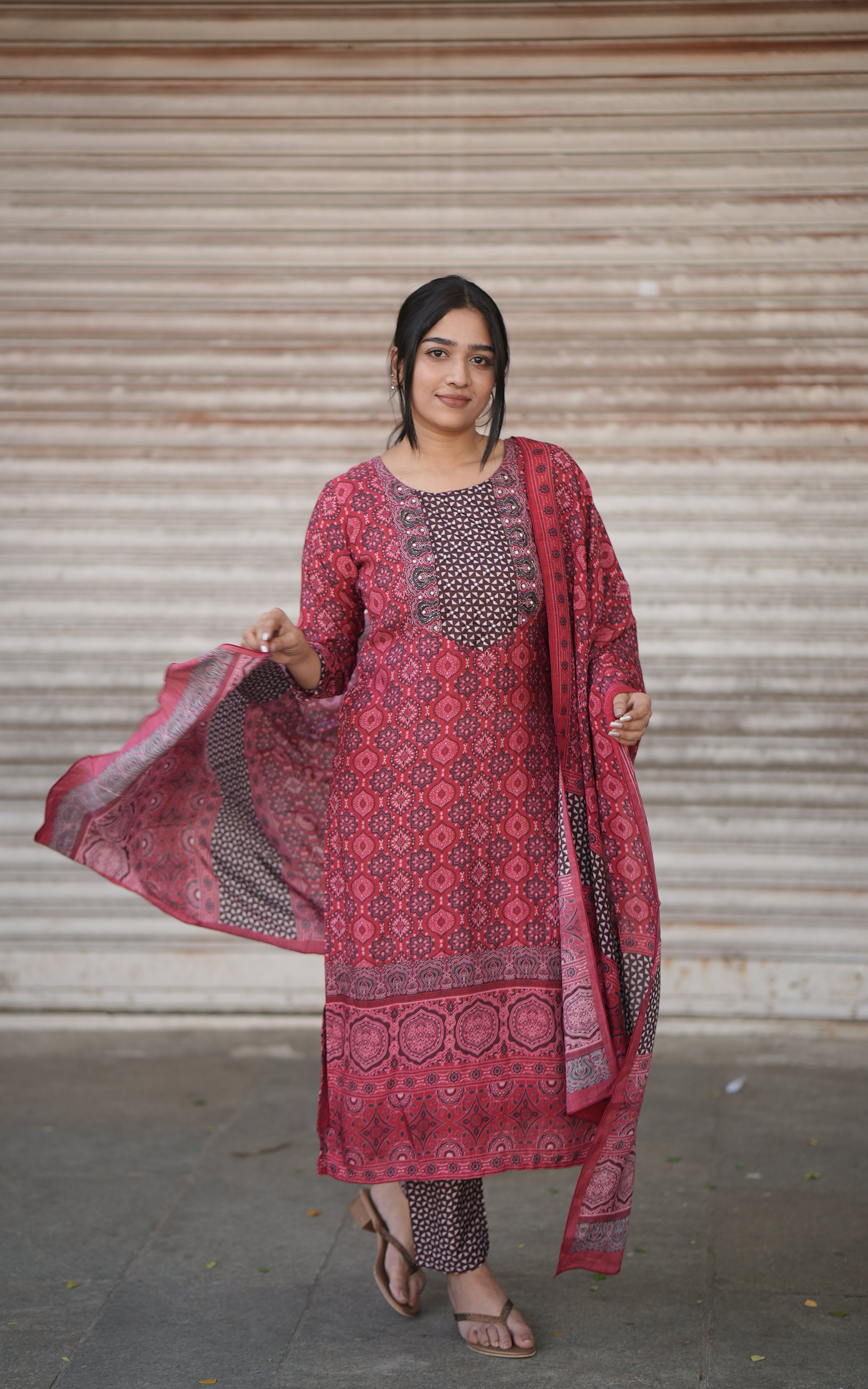 Straight Cut Kurti with Pant & Dupatta (with Lining)