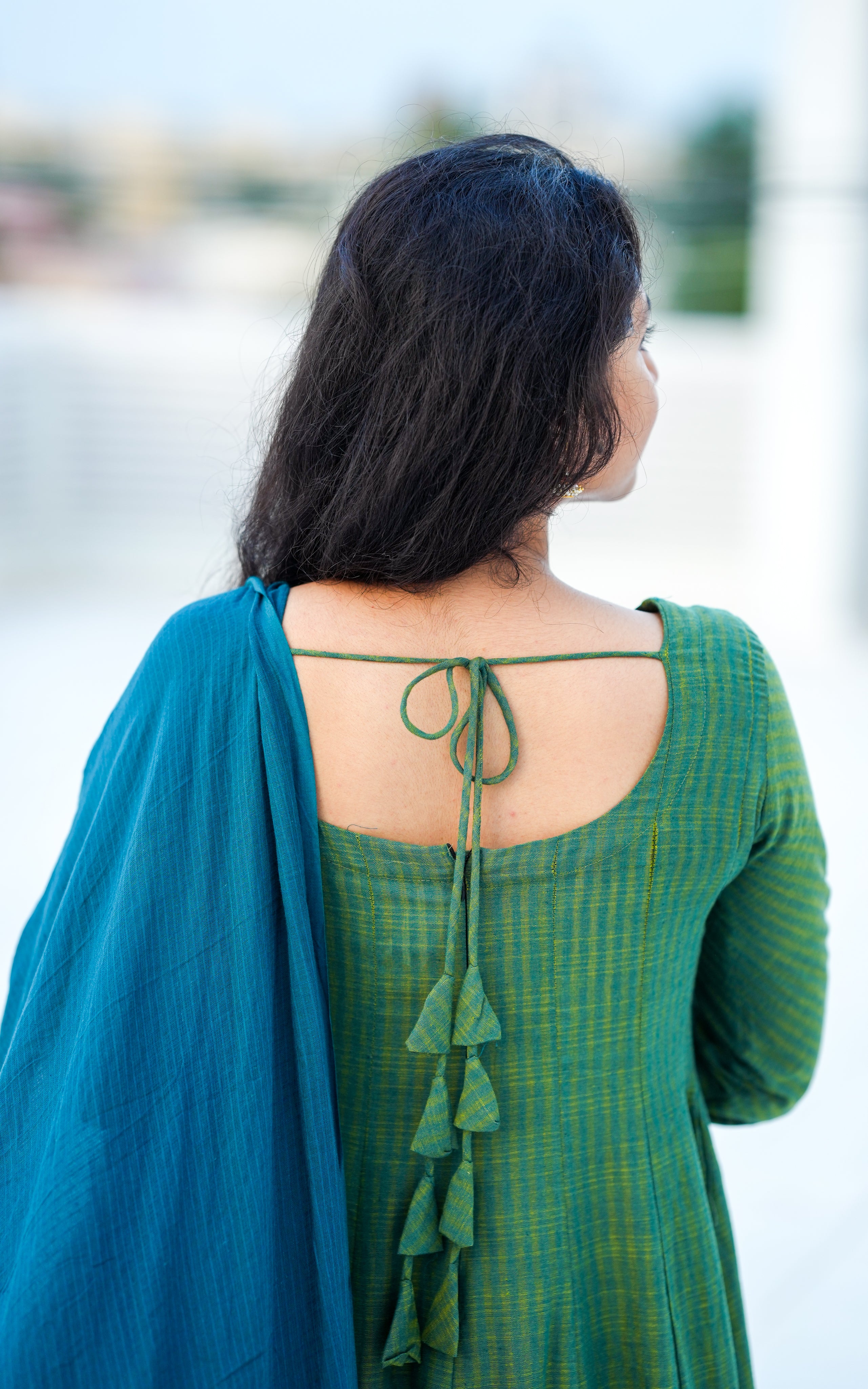 Charulatha Teal Green (Kurti+Dupatta)
