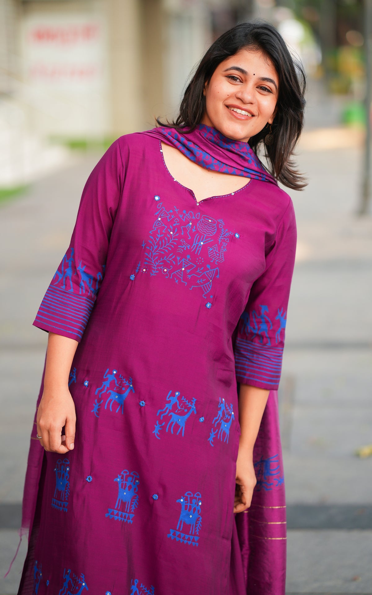 Graamam Handblock (Kurti+Pant+Dupatta)