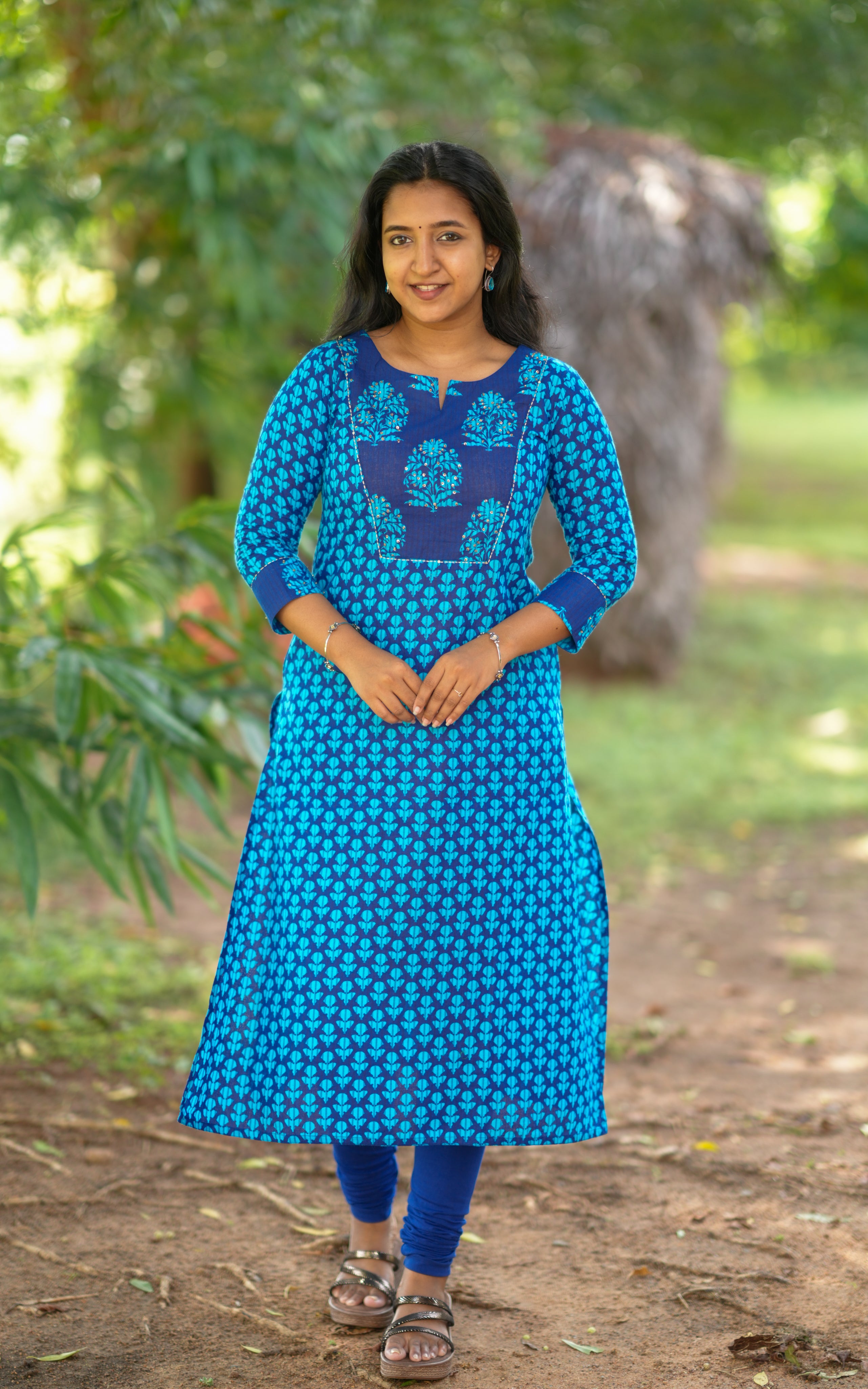 Blue Aline kurti for office wear
