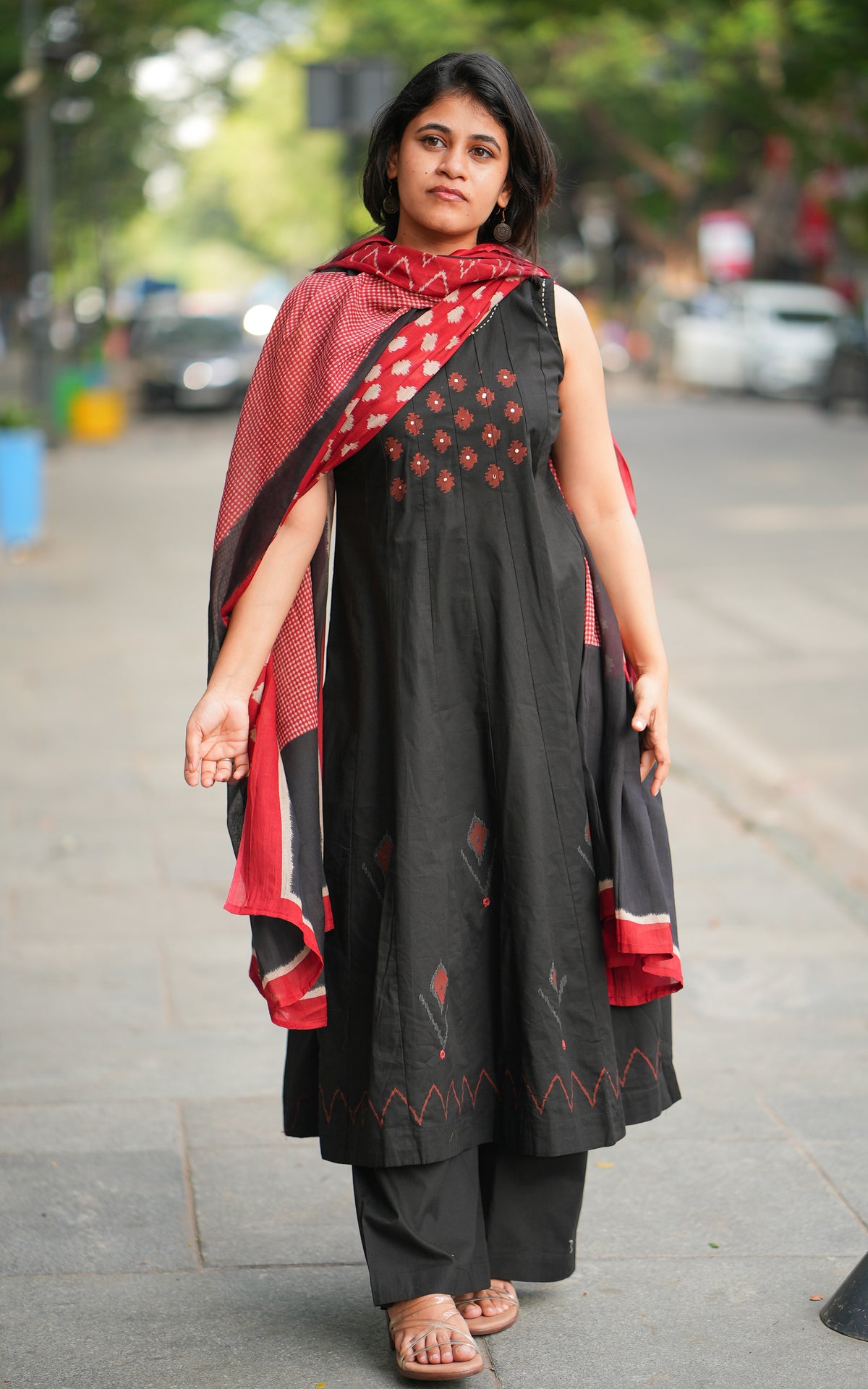 Aaranthika  Black Handblock (Kurti+Pant+Dupatta)