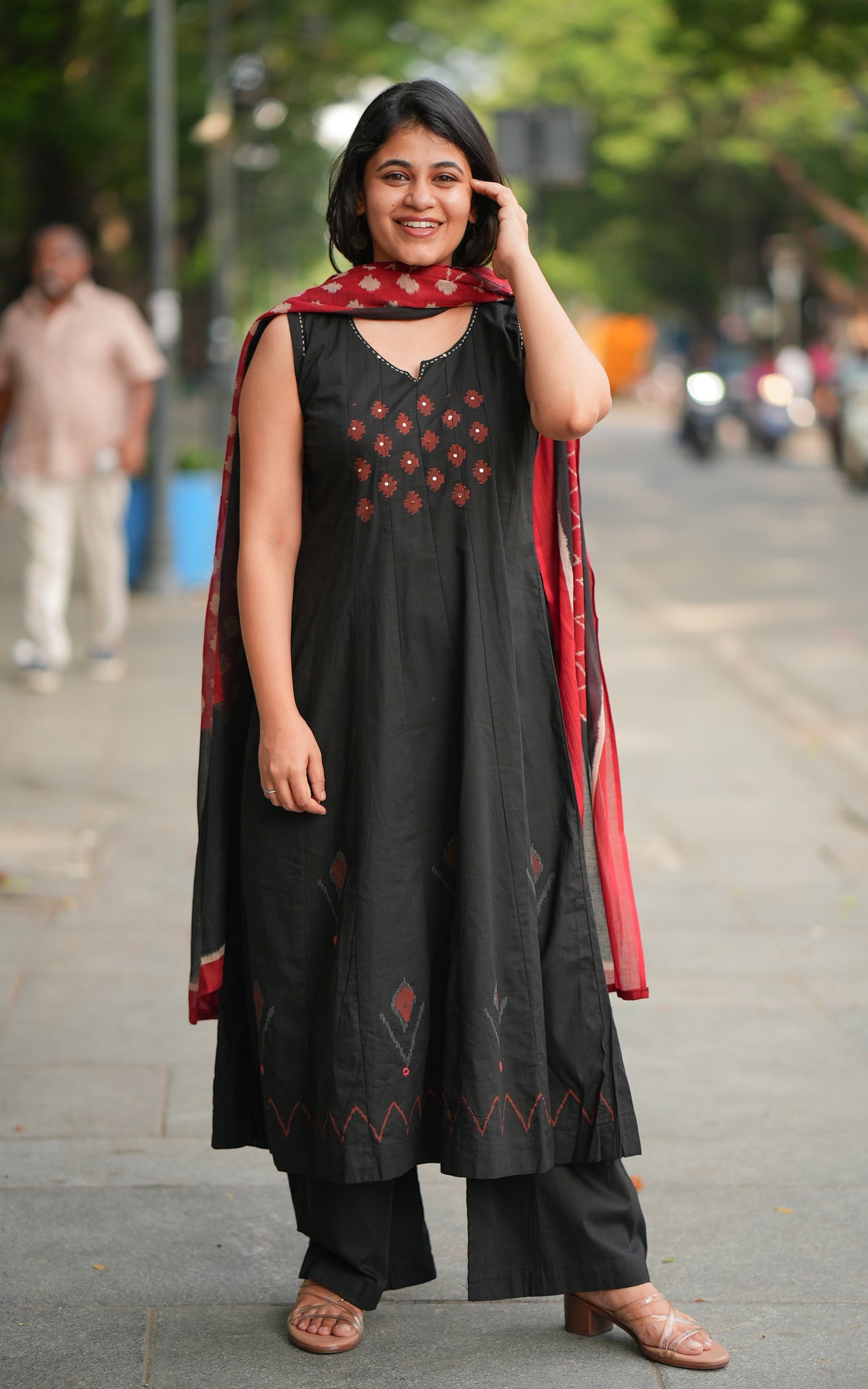Aaranthika  Black Handblock (Kurti+Pant+Dupatta)
