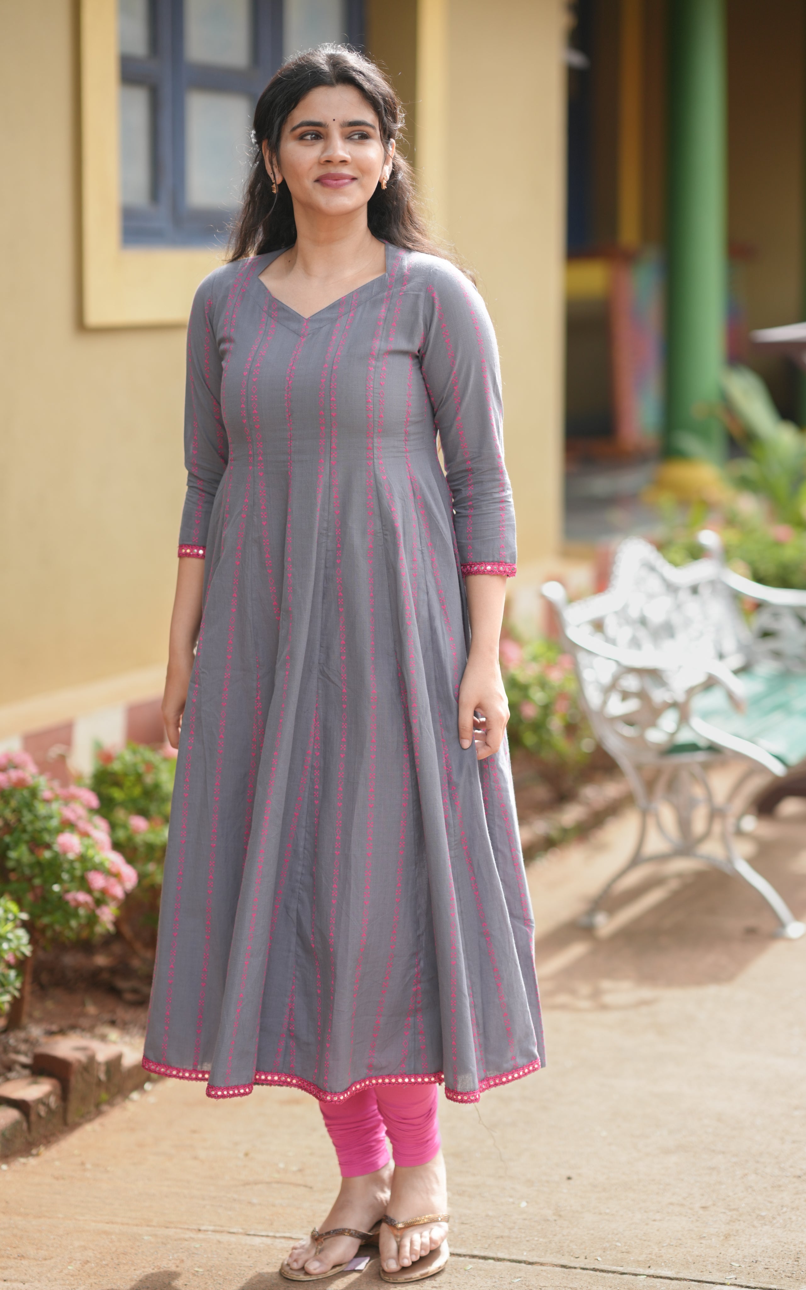 3/4th-sleeve Anarkali kurti
