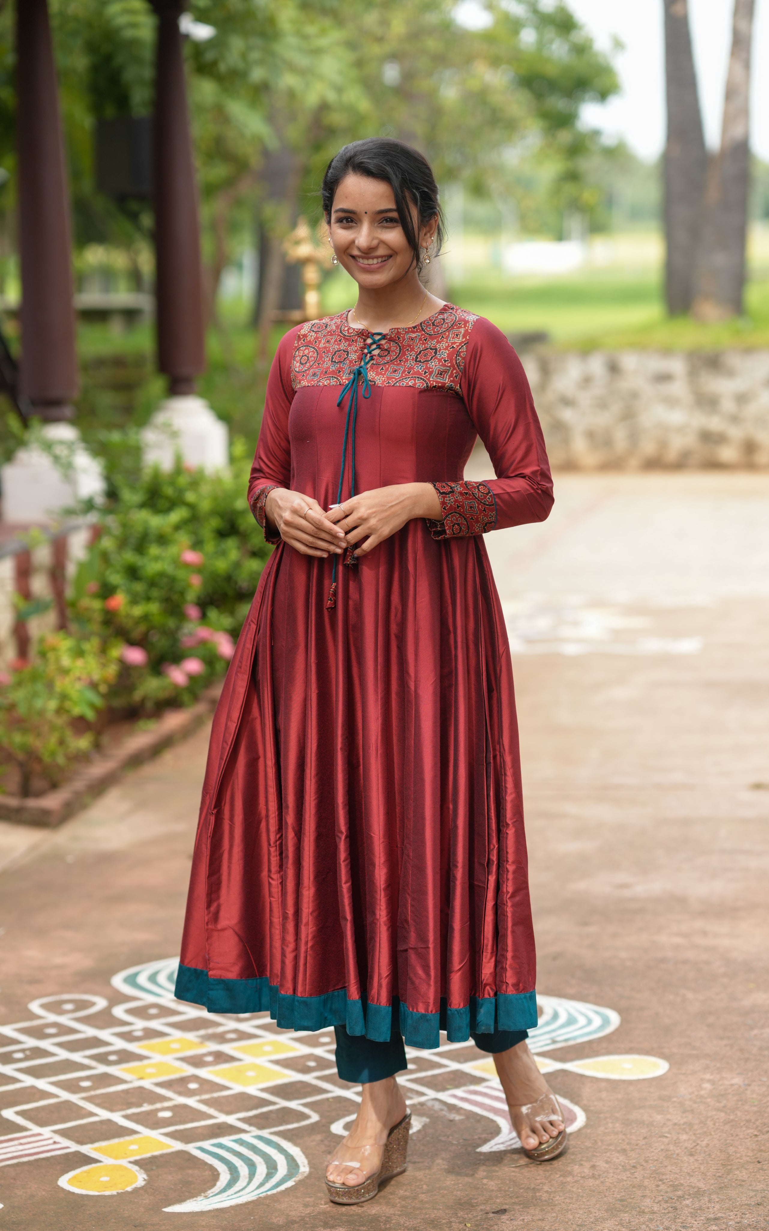 Silk cotton anarkali for women 