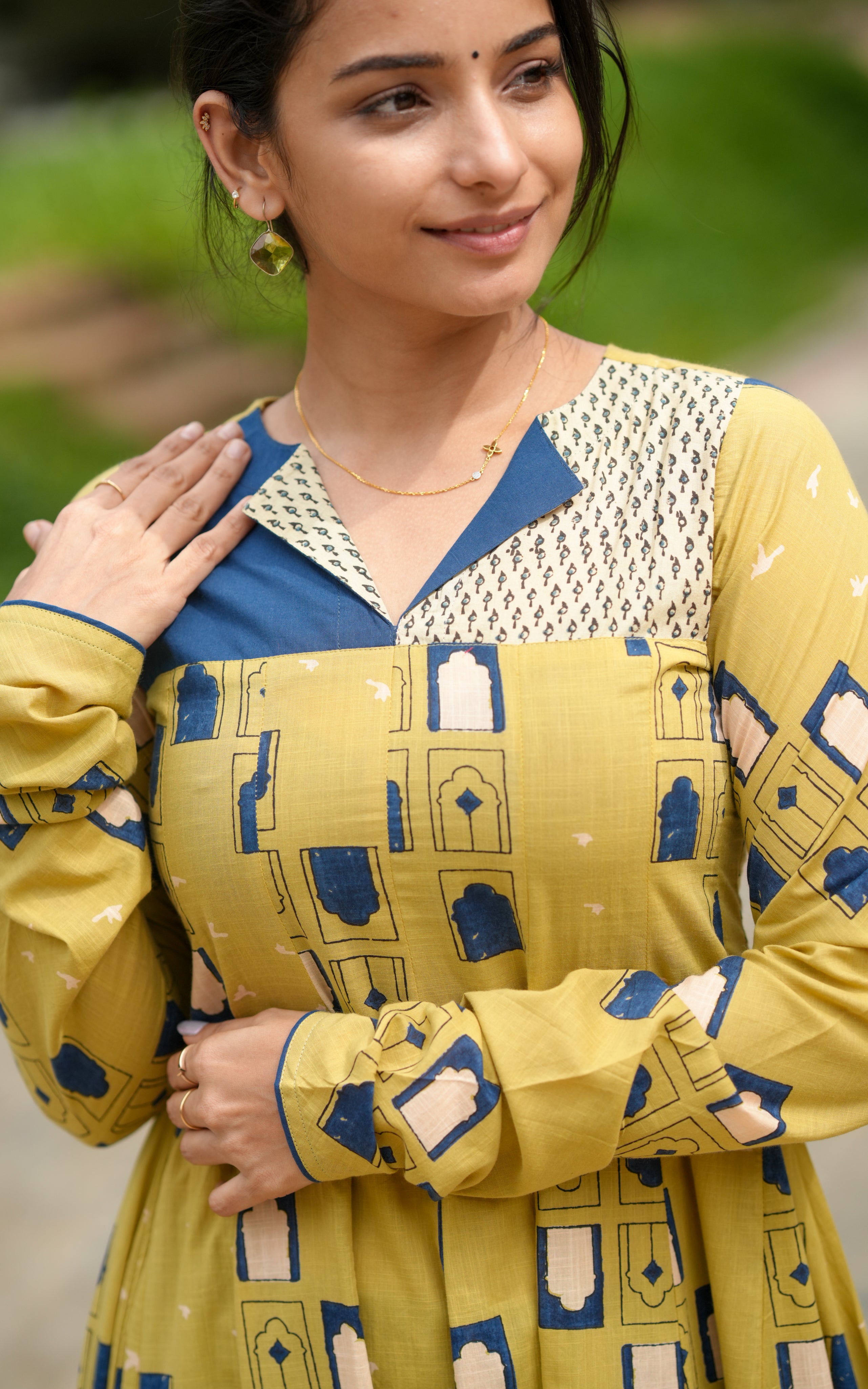  Indigo-Inspired Discharge Printed Anarkali 