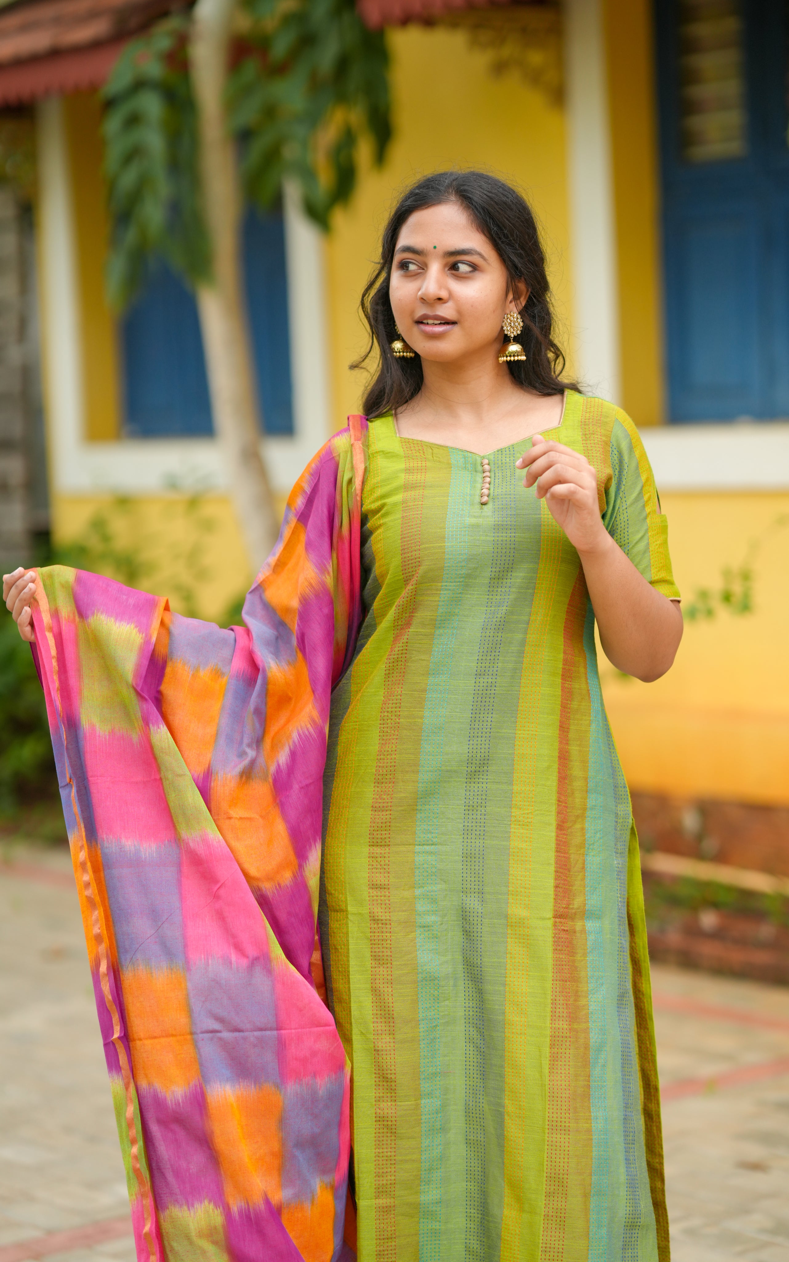 Straight Cut Kurti with Side Slit & matching dupatta