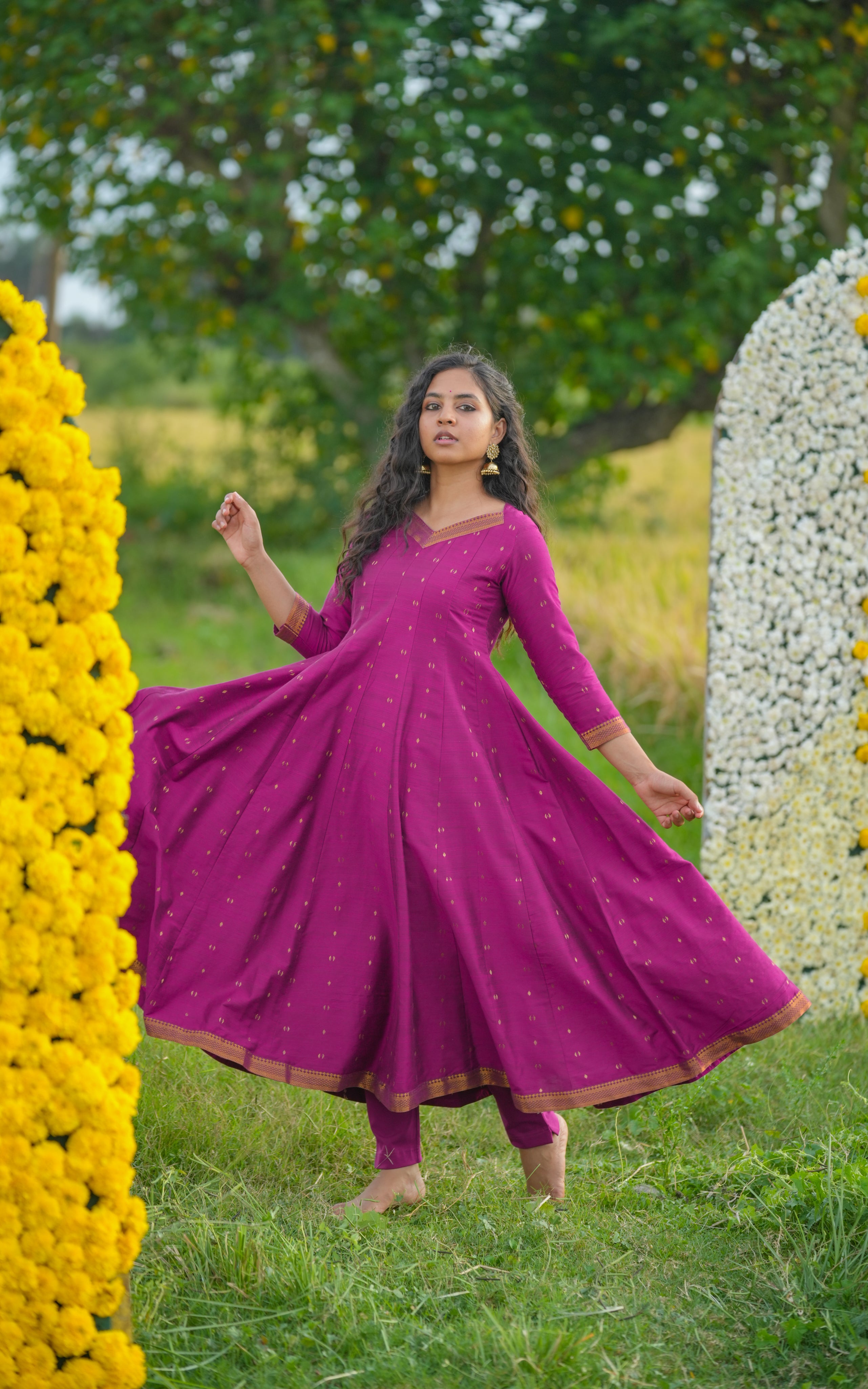 3/4th-sleeve Anarkali kurti
