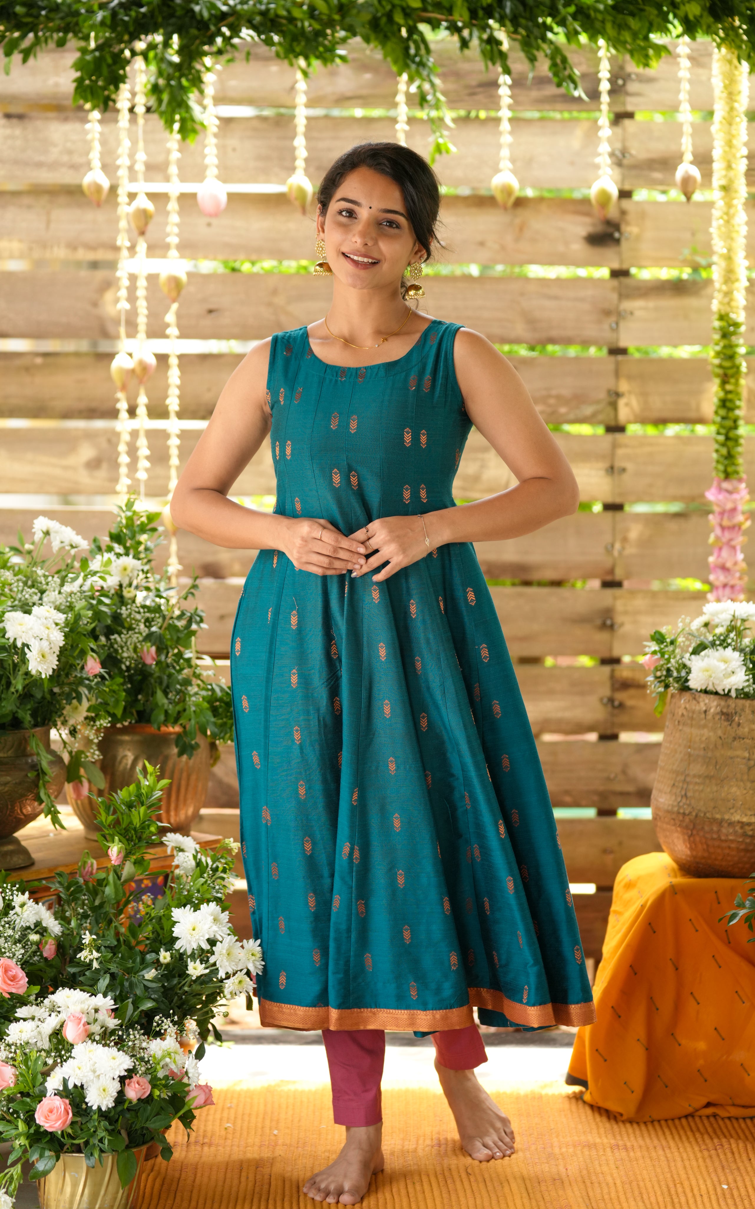 Anarkali kurti with gold print