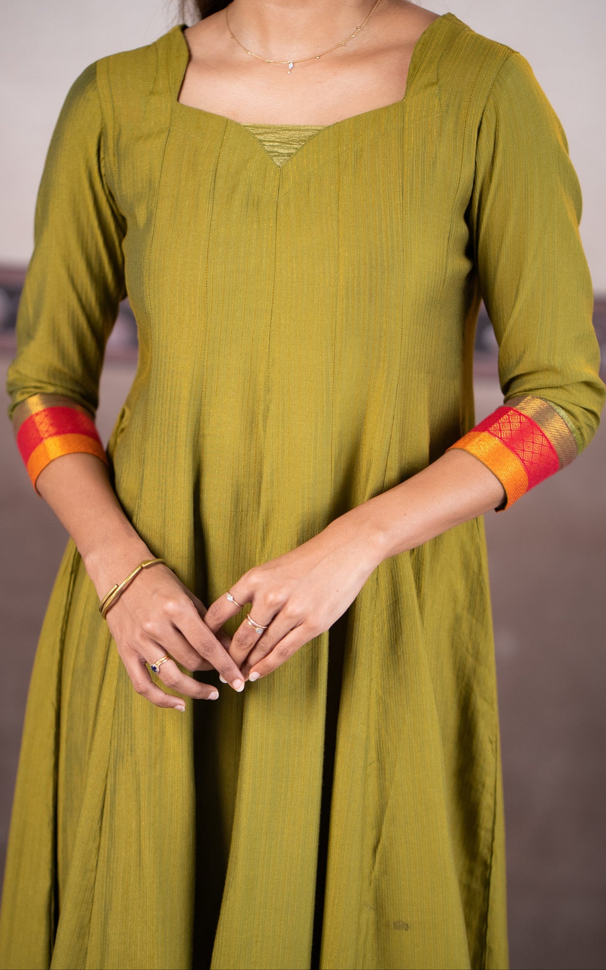 Mehendi Green and Shimmer (Kurti+Dupatta)