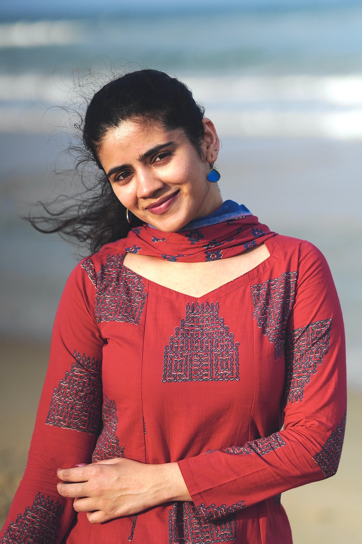 Yoshika Brick Red (Kurti+Dupatta)