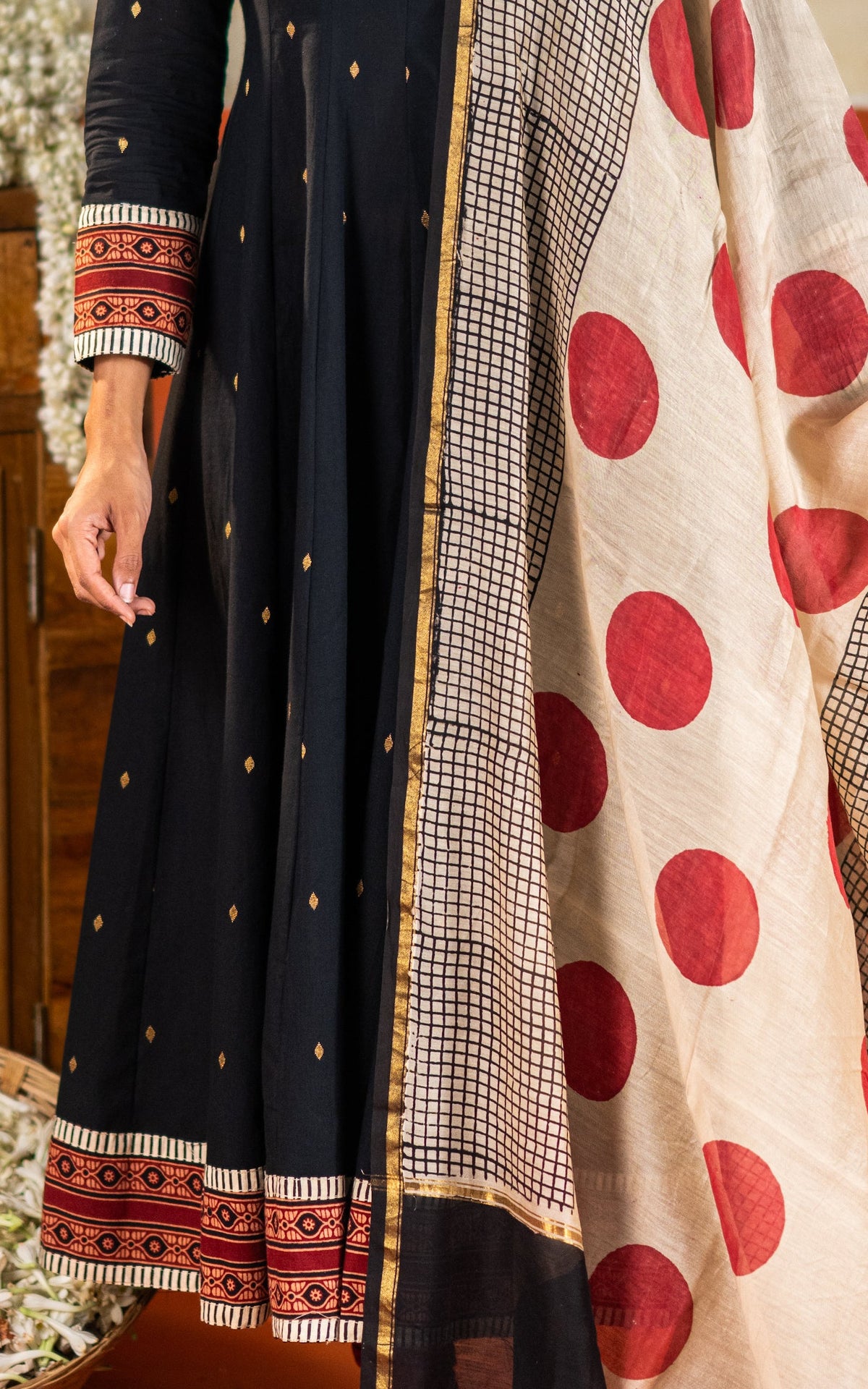 Black and Blocks (Kurti+Dupatta)