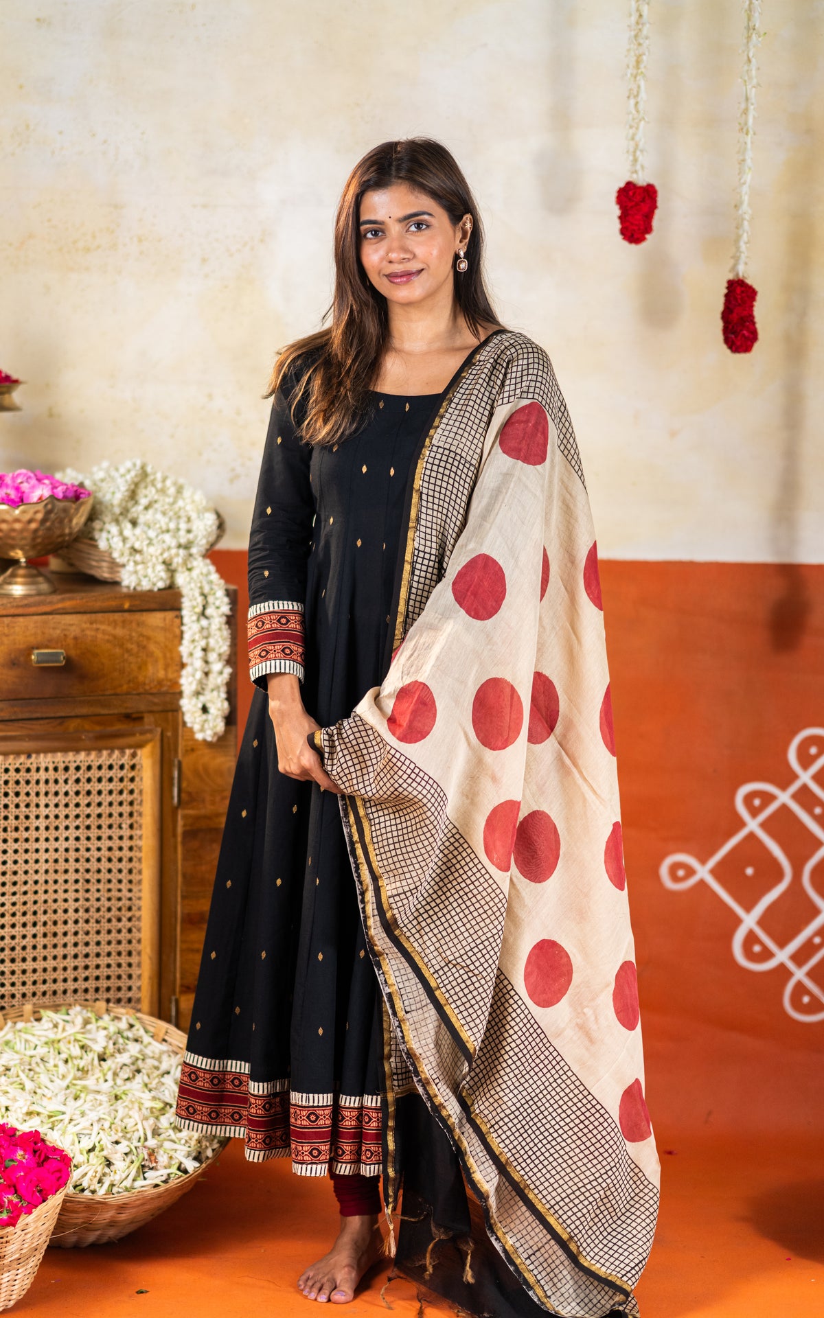 Black and Blocks (Kurti+Dupatta)