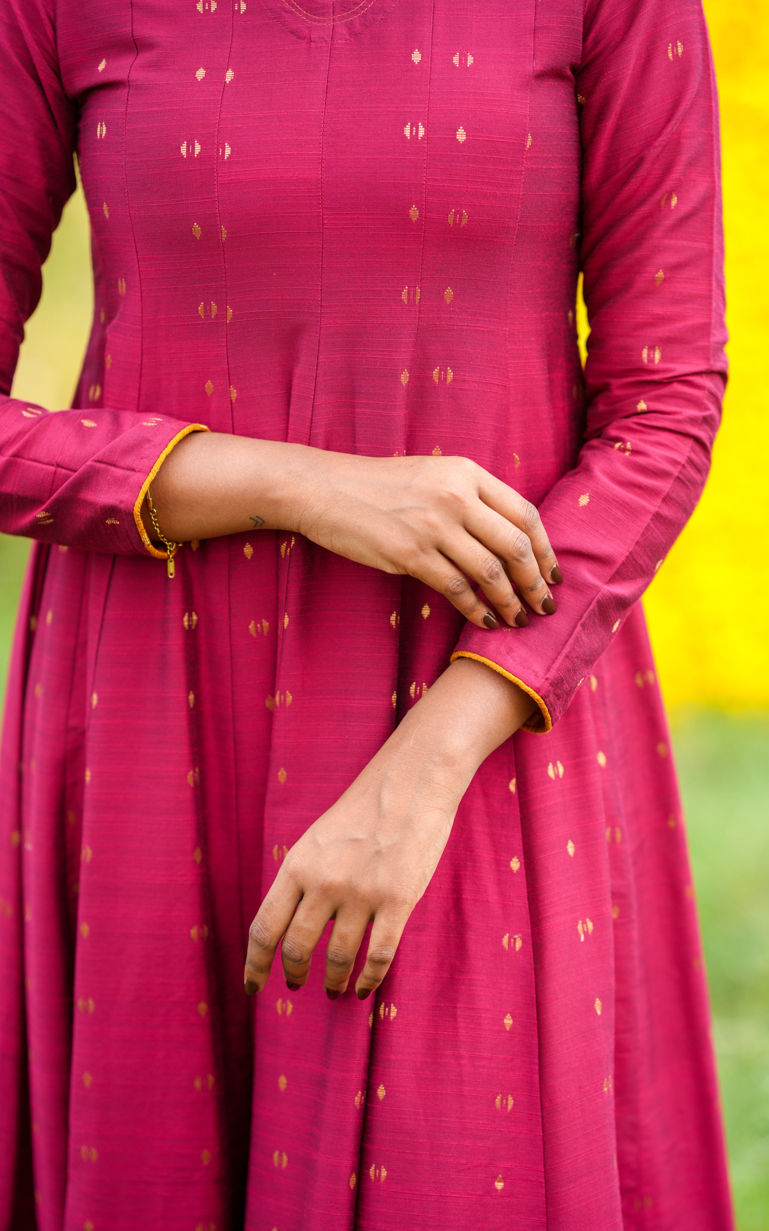 Anarkali kurti with golden zari work
