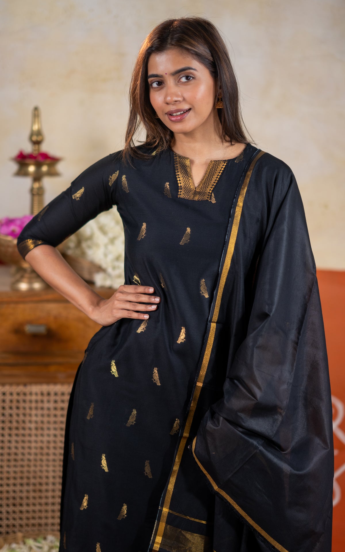 Mayil Black (Kurti+Dupatta)