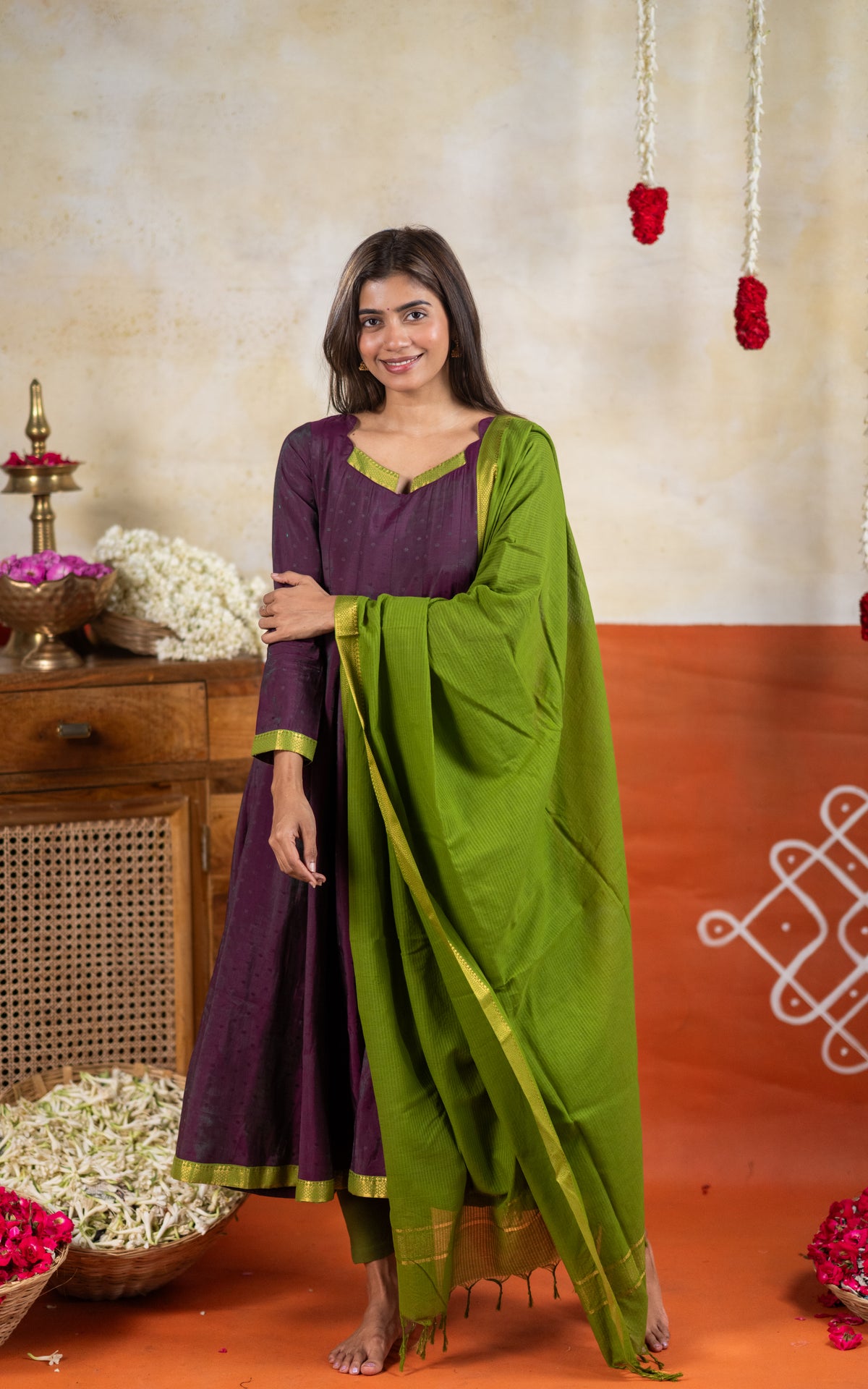 Navarathri Plum (Kurti+Dupatta)