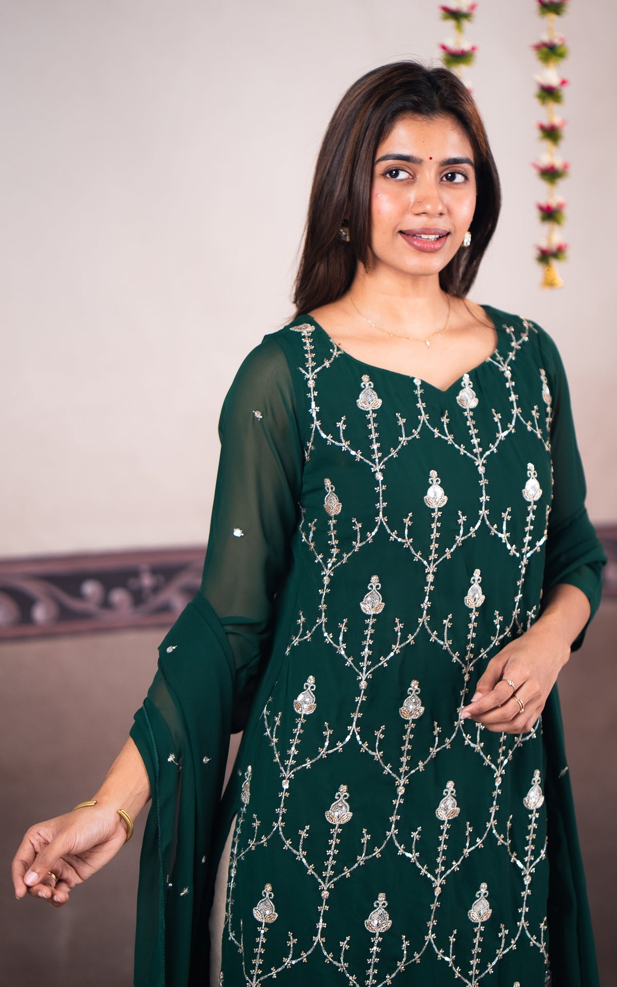 Stonework Green (Kurti+Dupatta)