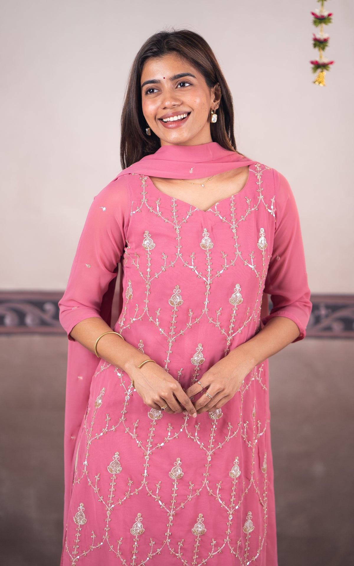 Stonework Light Pink (Kurti+Dupatta)