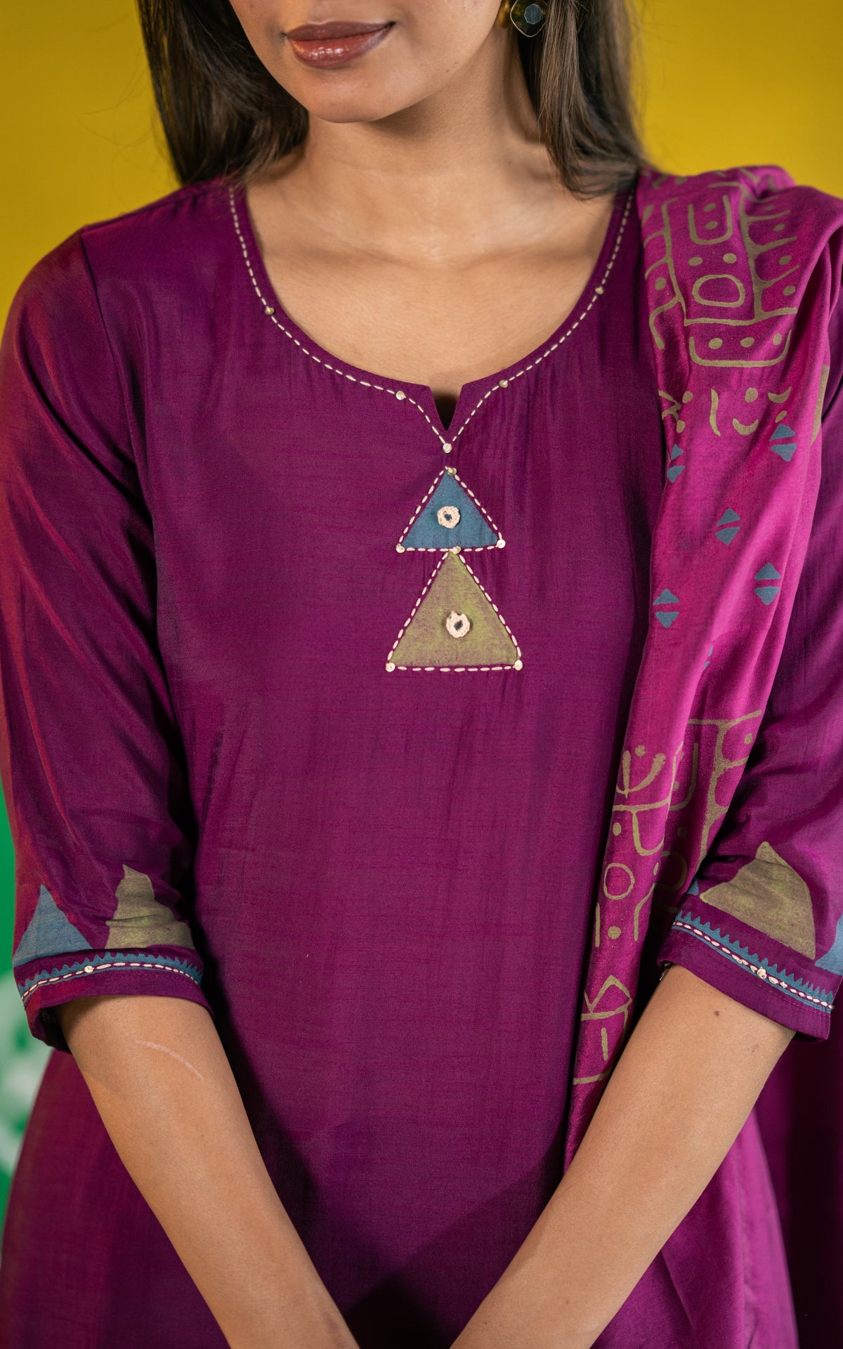 Diwali Casuals Handblock (Kurti+Pant+Dupatta)