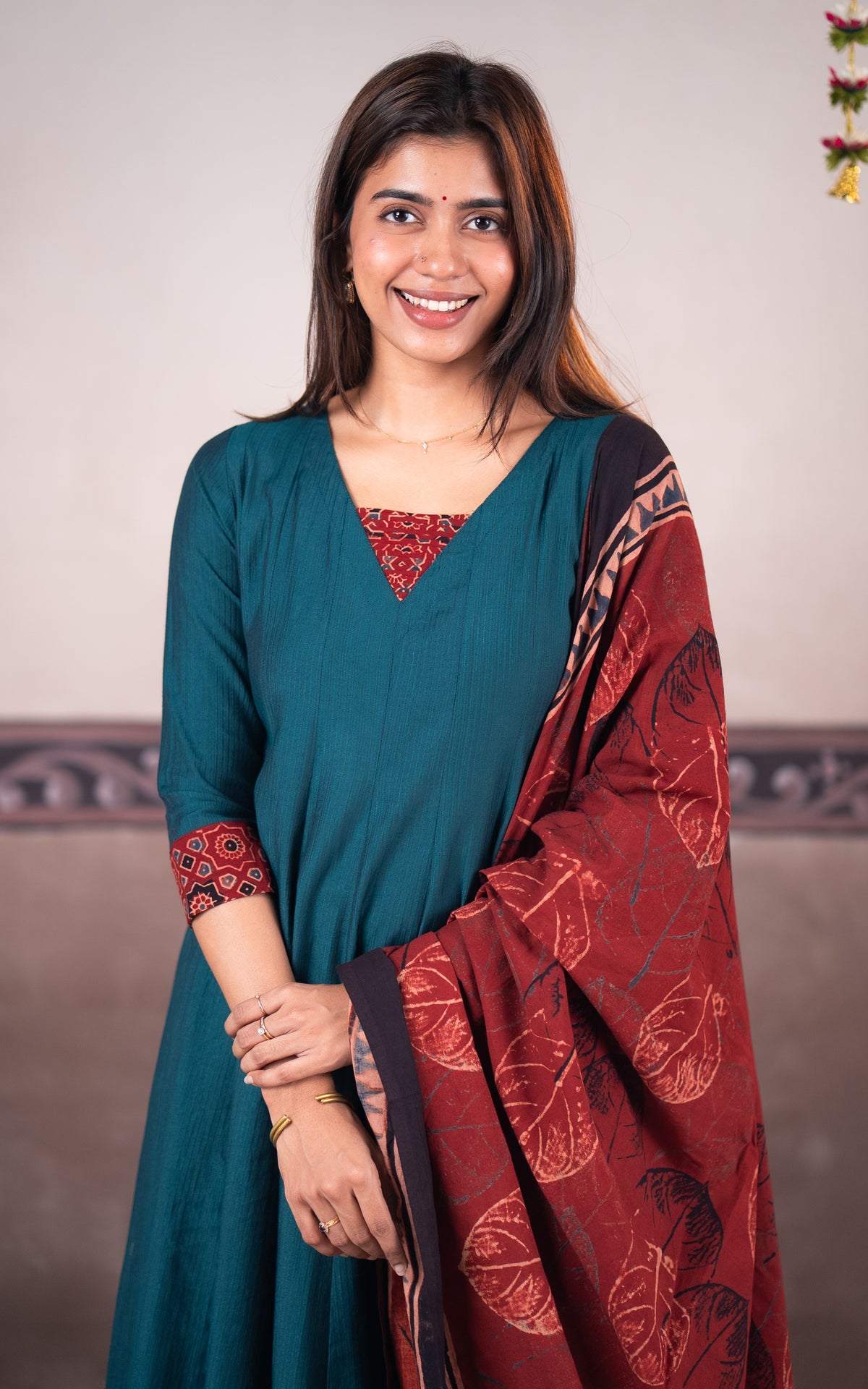 Rust and Teal (Kurti+Dupatta)