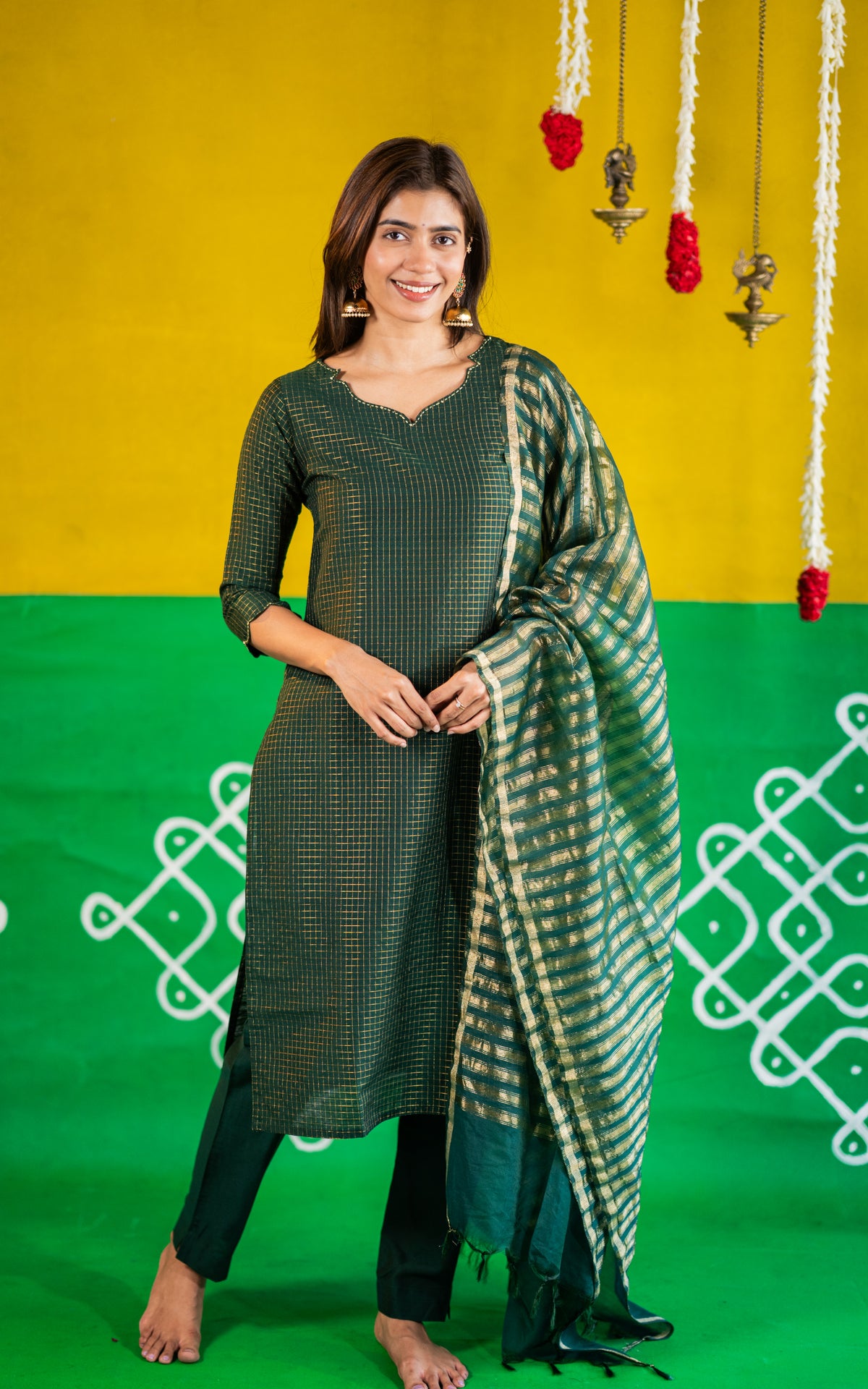 Narumugai Green (Kurti+Dupatta)