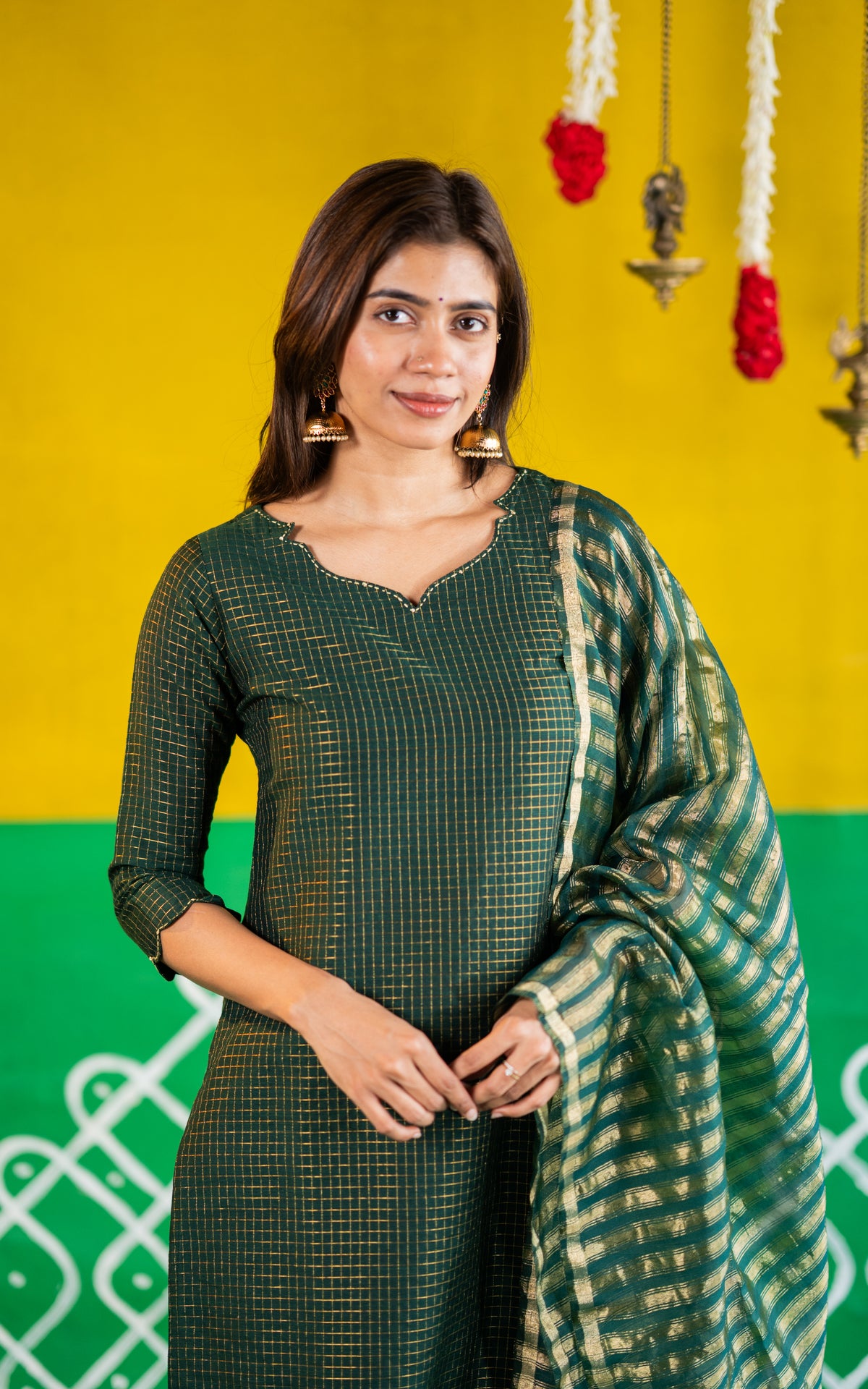 Narumugai Green (Kurti+Dupatta)