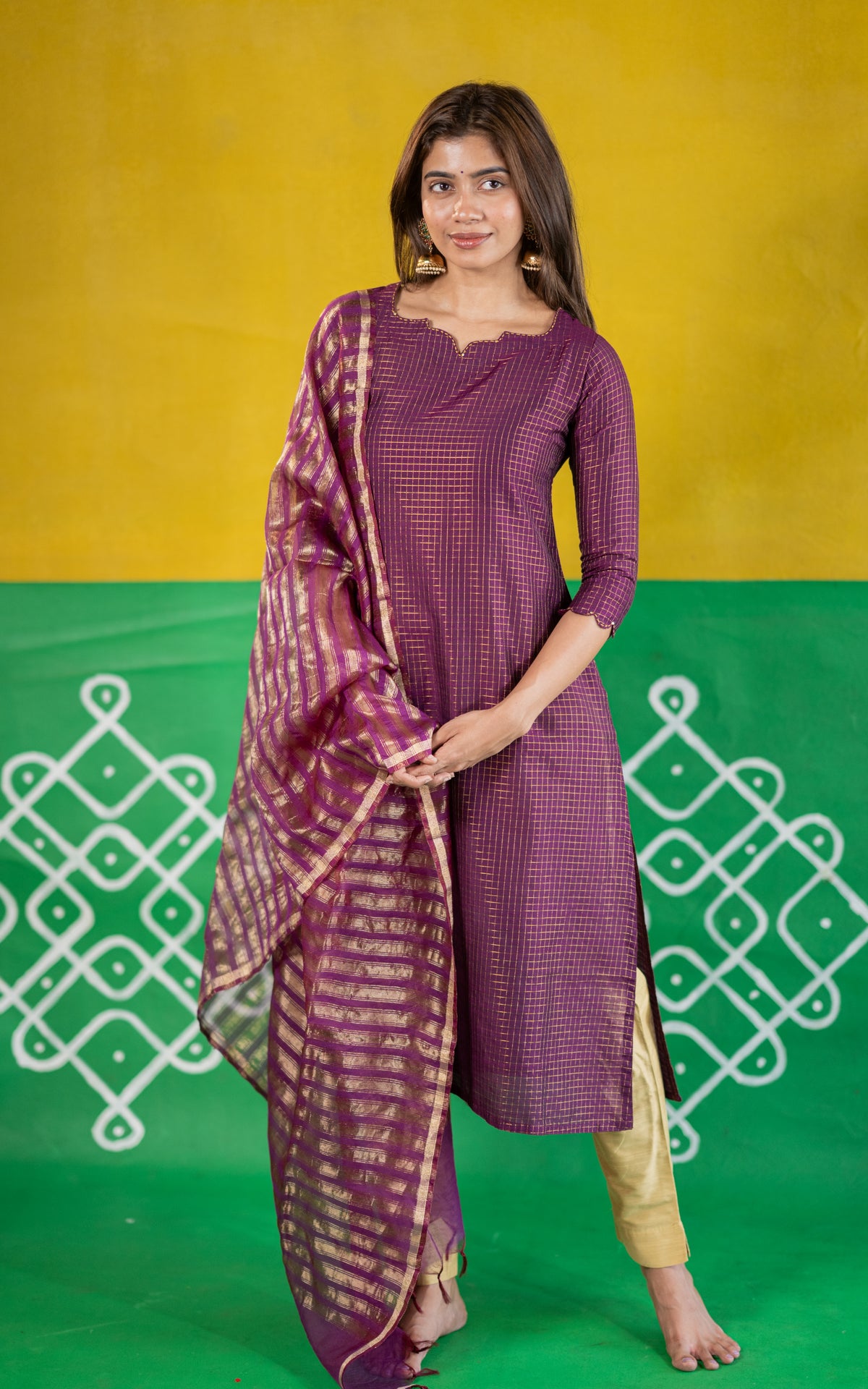 Narumugai Purple (Kurti+Dupatta)