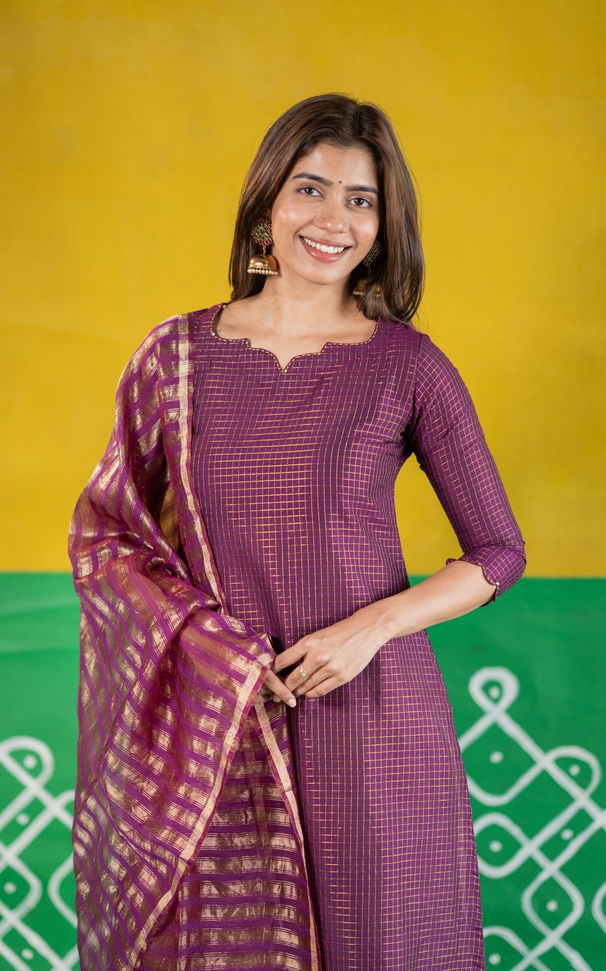 Narumugai Purple (Kurti+Dupatta)