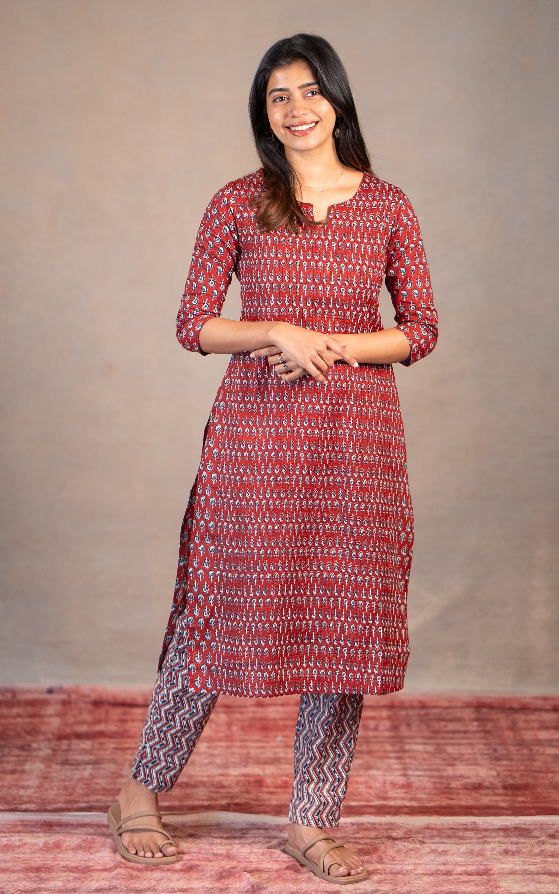 Ansha Maroon (Kurti+Pant)
