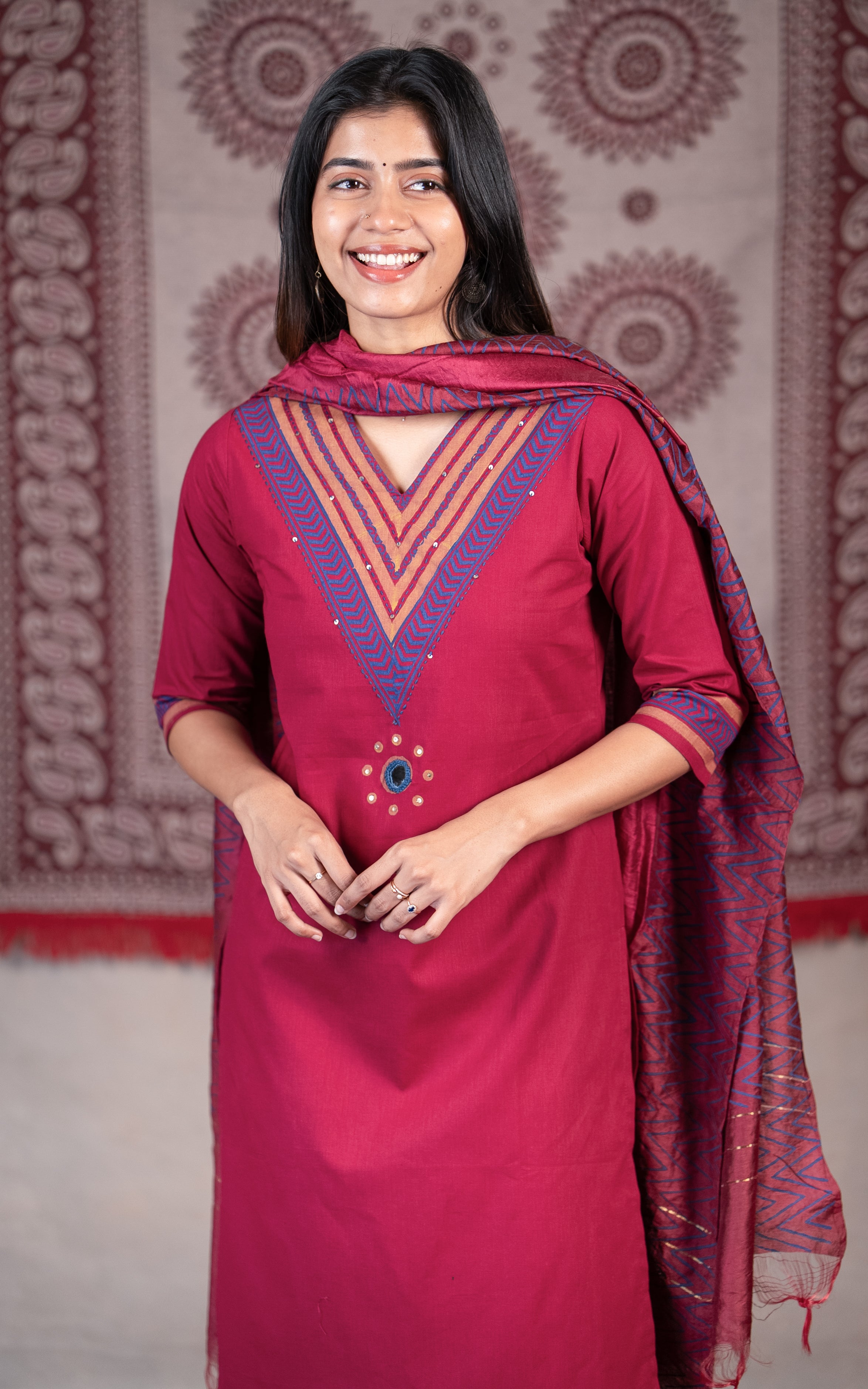 Amber Maroon (Kurti+Pant+Dupatta)