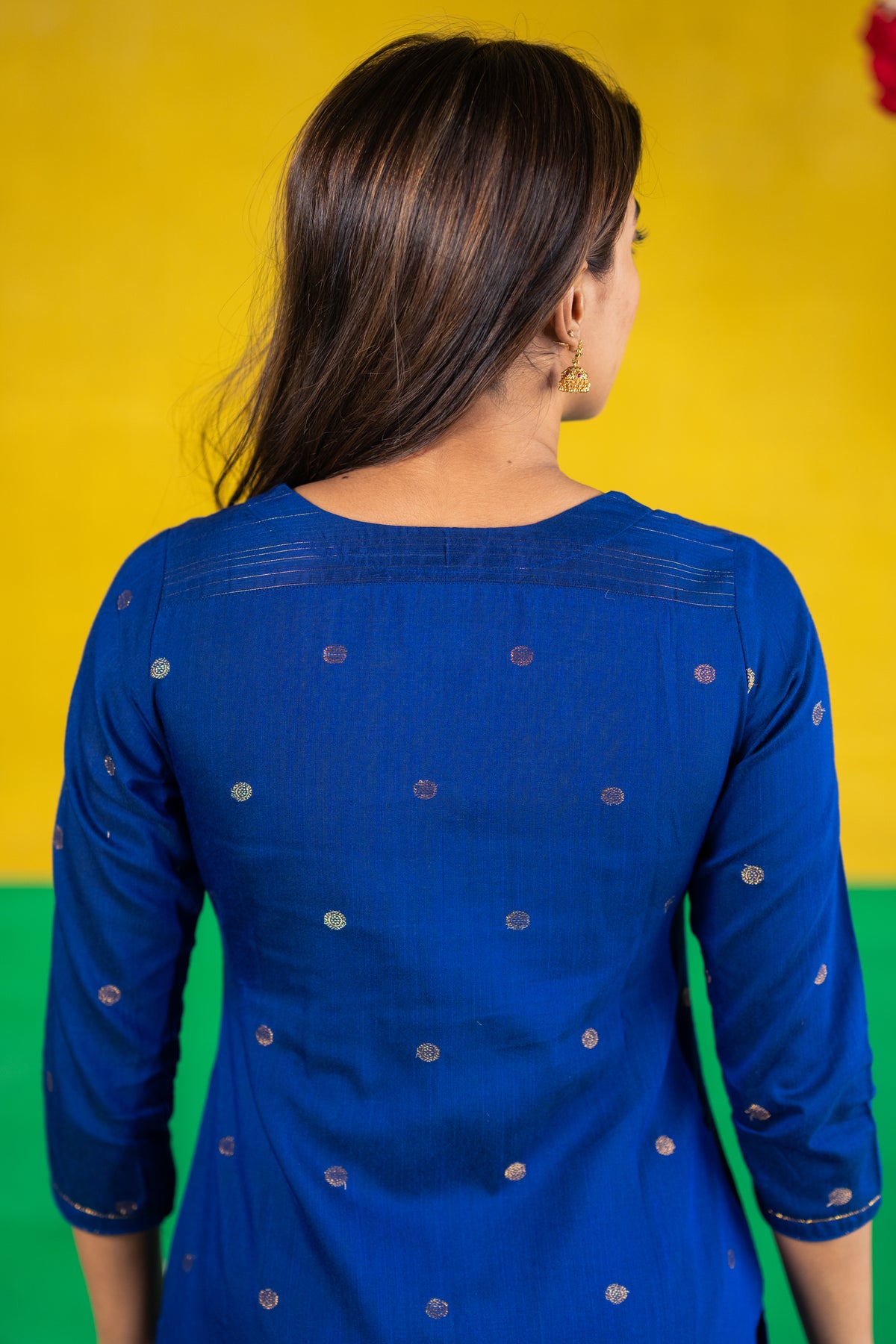 Rudra Mayil Border Royal Blue