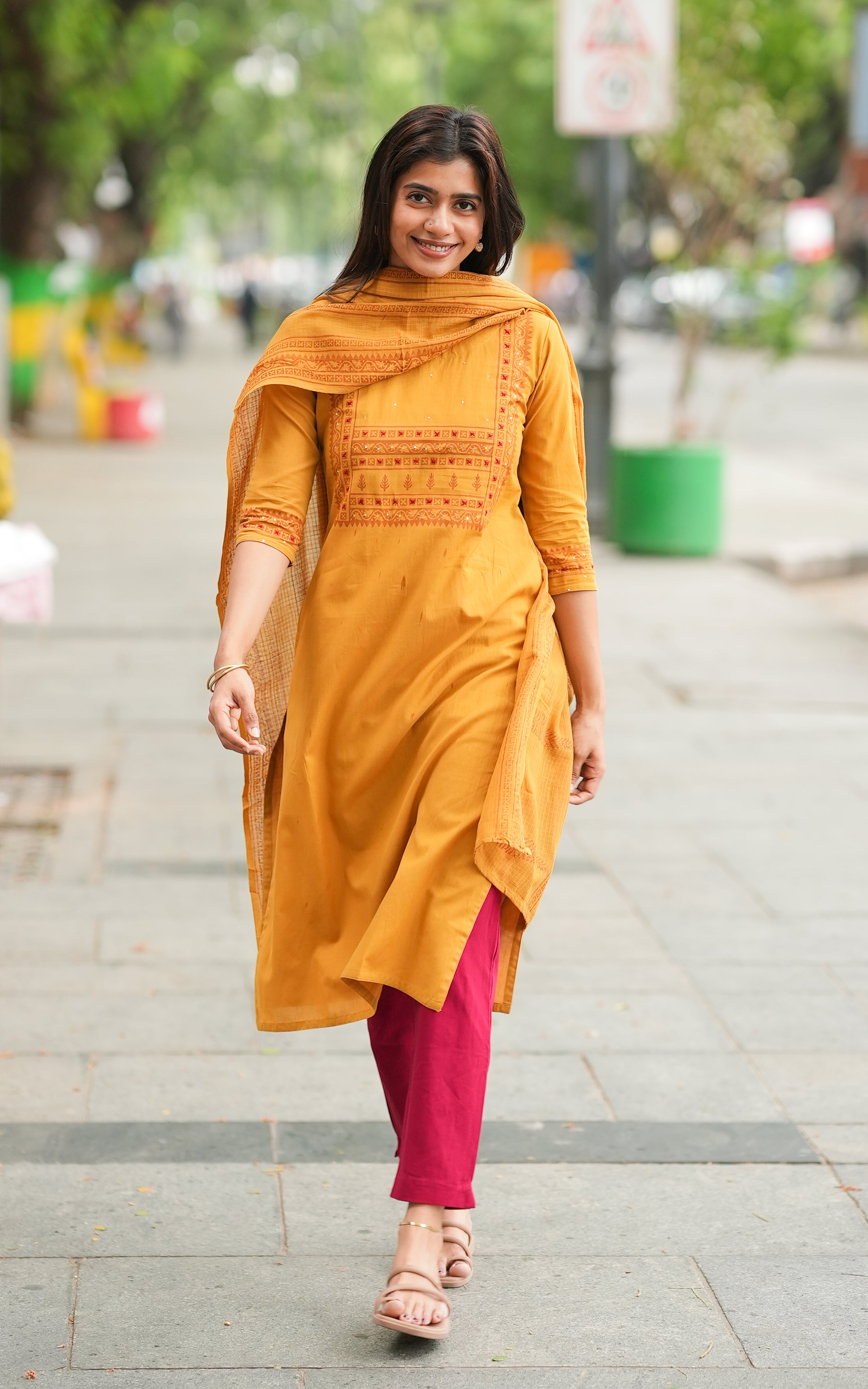 Miranjana Mustard (Kurti+Dupatta)