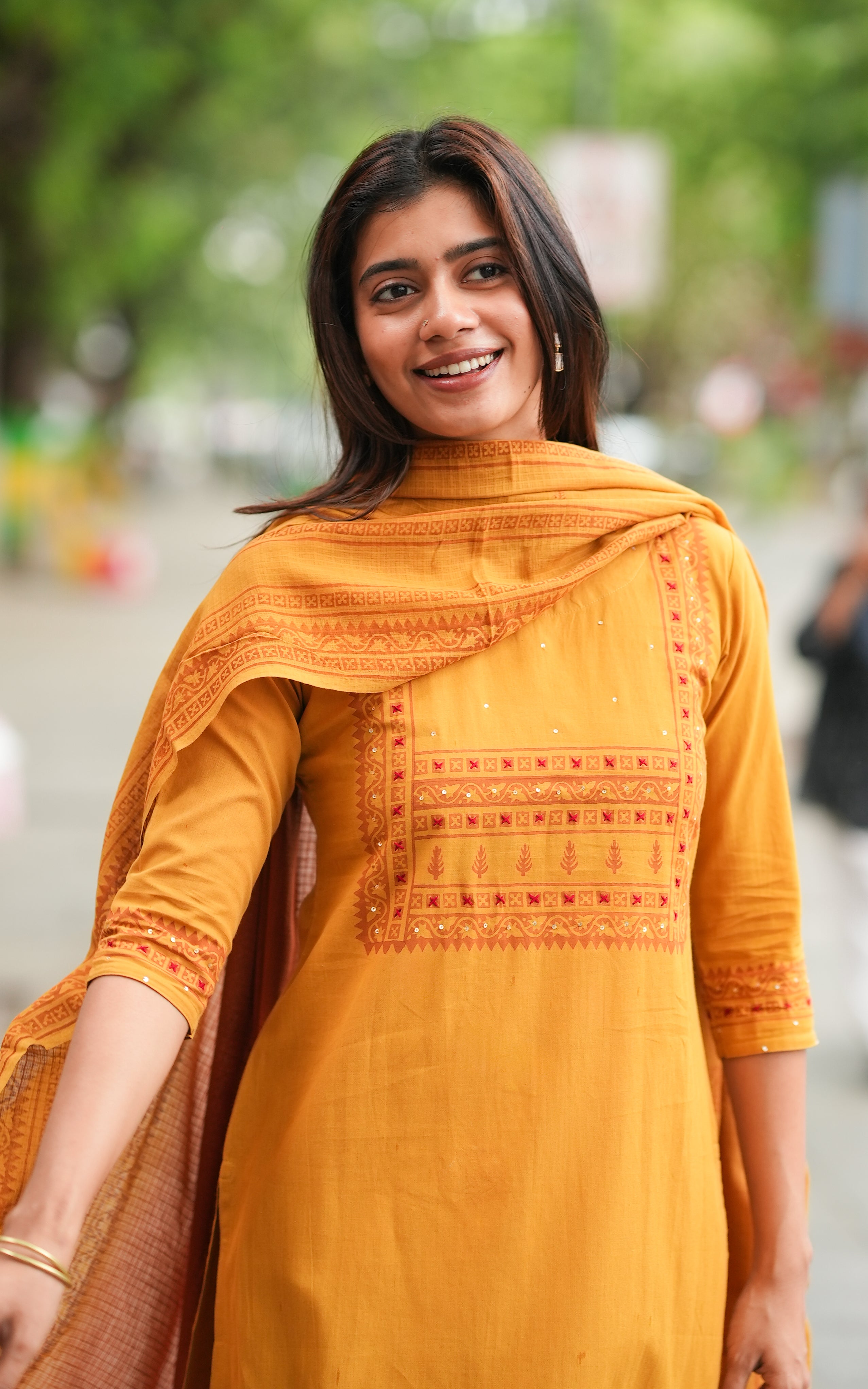 Miranjana Mustard (Kurti+Dupatta)