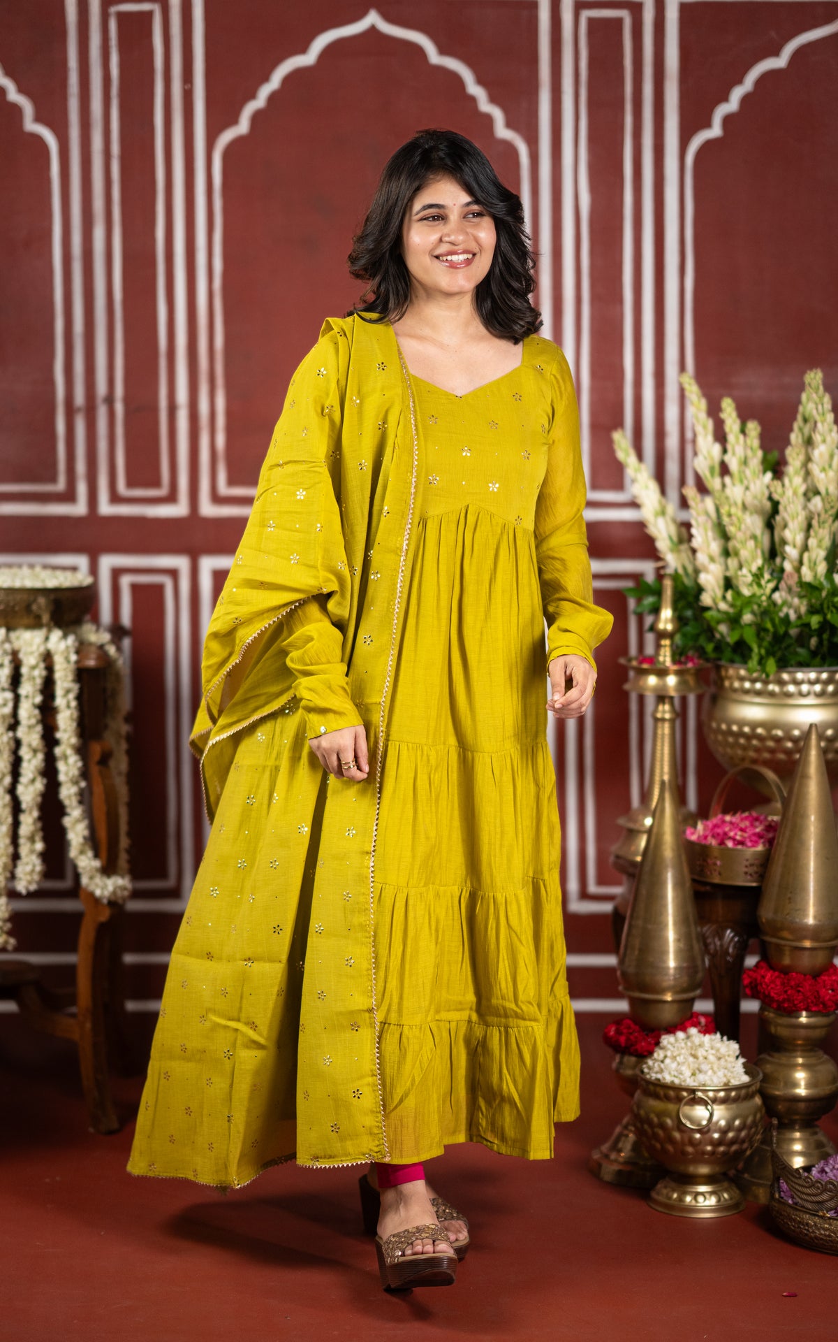 Mukaish work inspired C (Kurti+Dupatta)