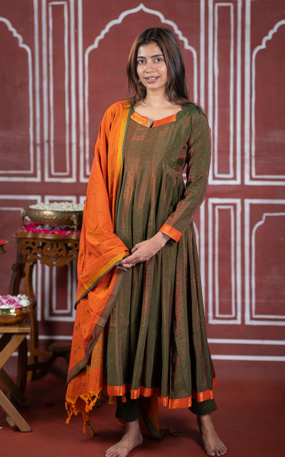 Navarathri Mehandi Green (Kurti+Dupatta)