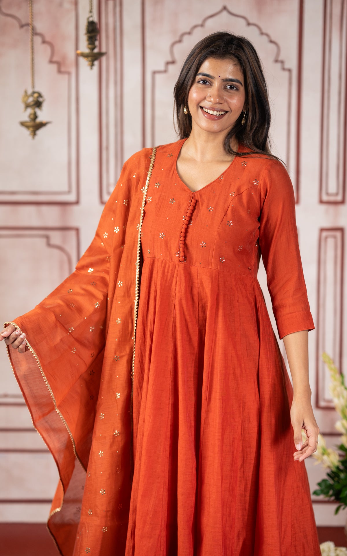 Mukaish Work Inspired Closed Neck (Kurti+Dupatta)