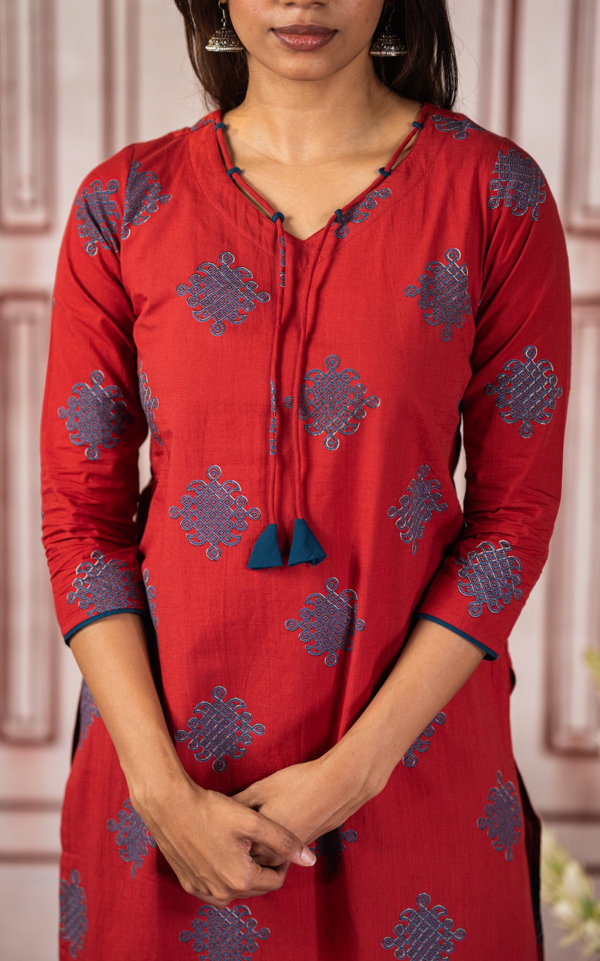 Dhinam Oru Kolam Brick Red (Kurti+Dupatta)