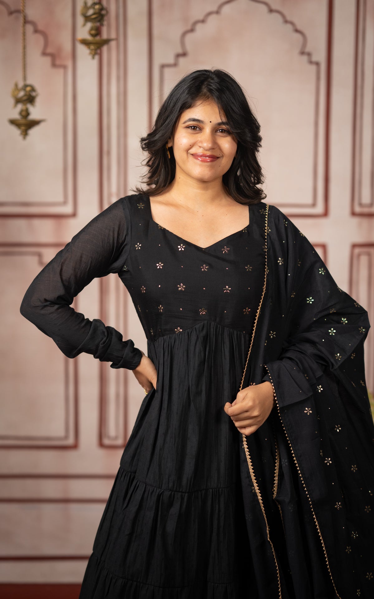 Mukaish work inspired A (Kurti+Dupatta)