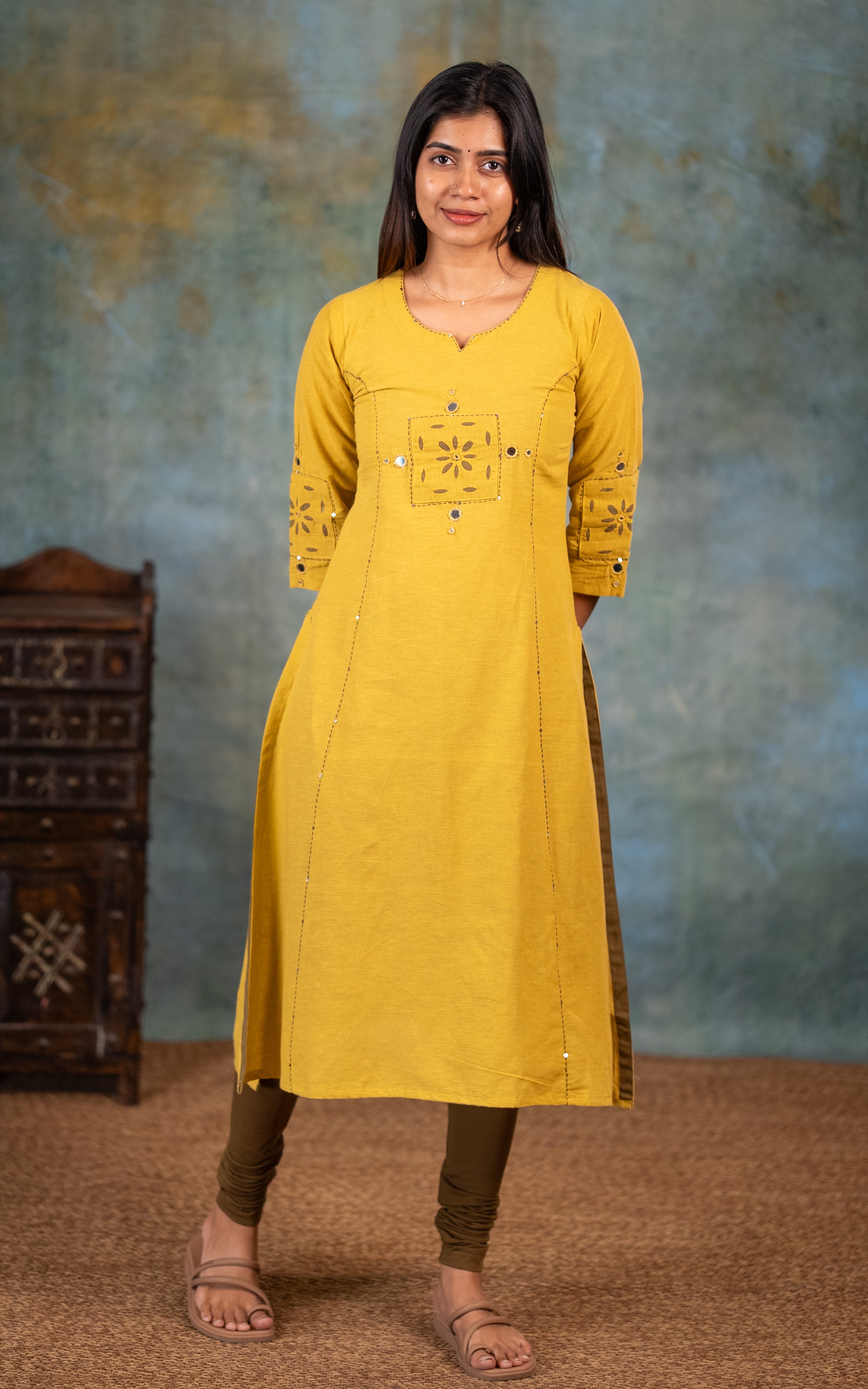 Mustard Color Cotton Kurti for Women