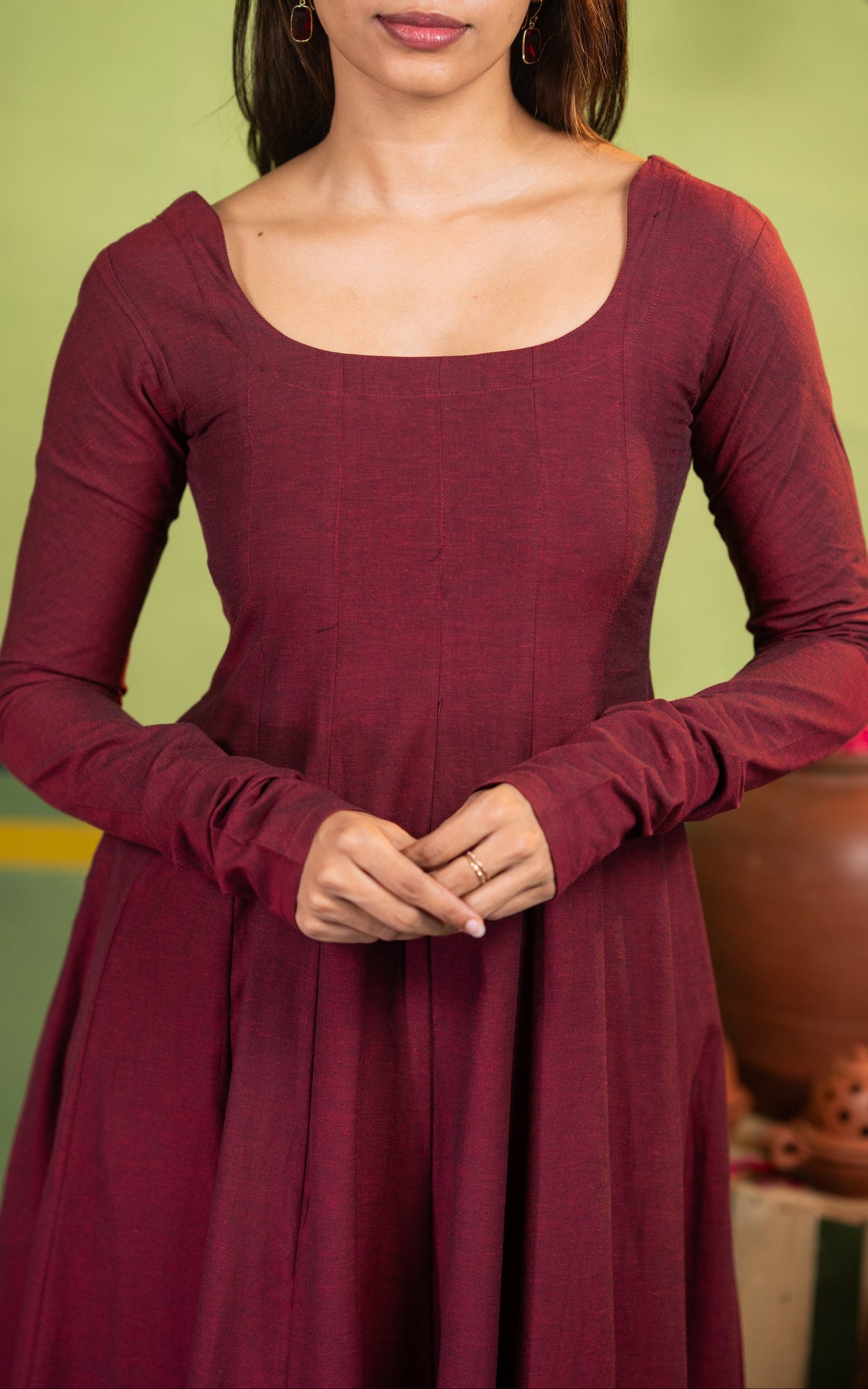 Yazhini Maroon (Kurti+Dupatta)