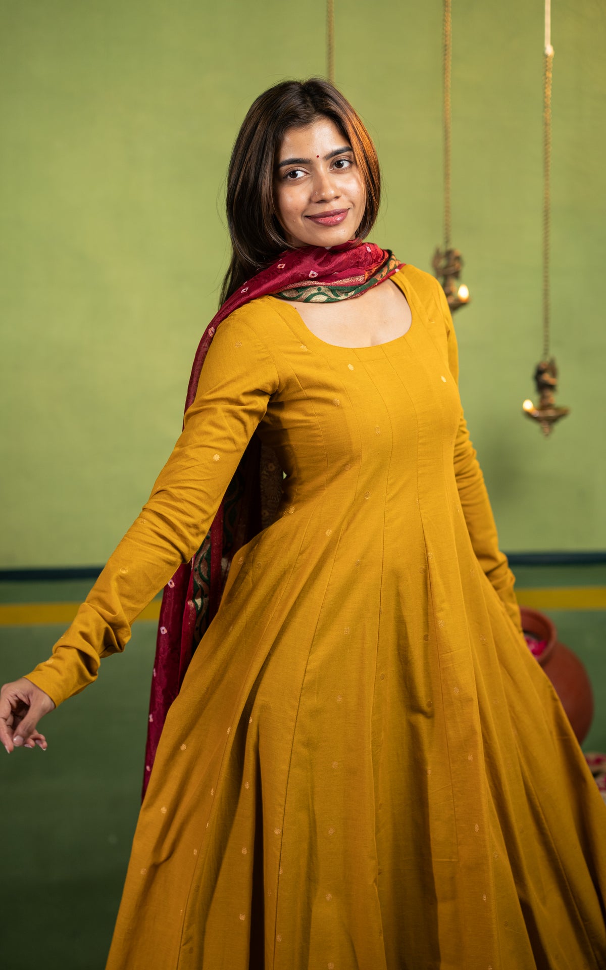Yazhini Mustard (Kurti+Dupatta)