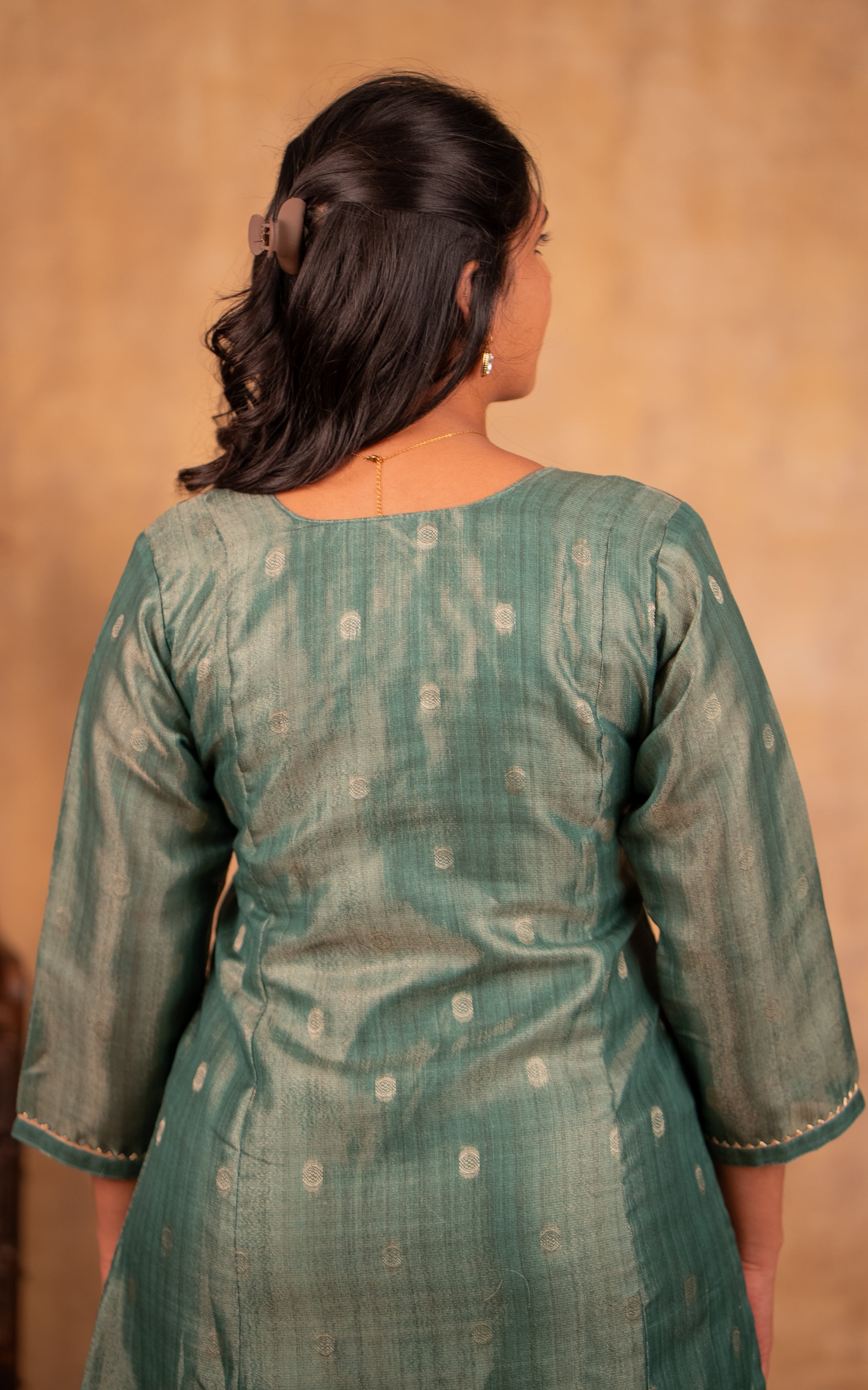 Festive wear teal green embroidered kurti for women