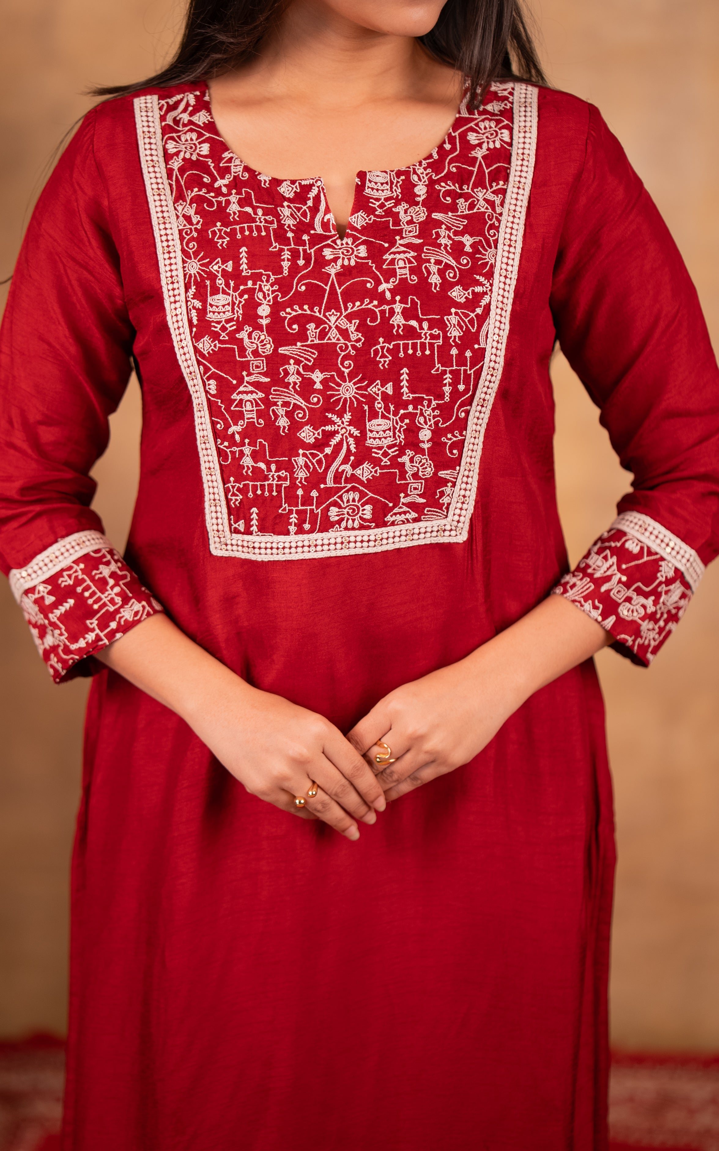 Dola silk side slit long kurti for women