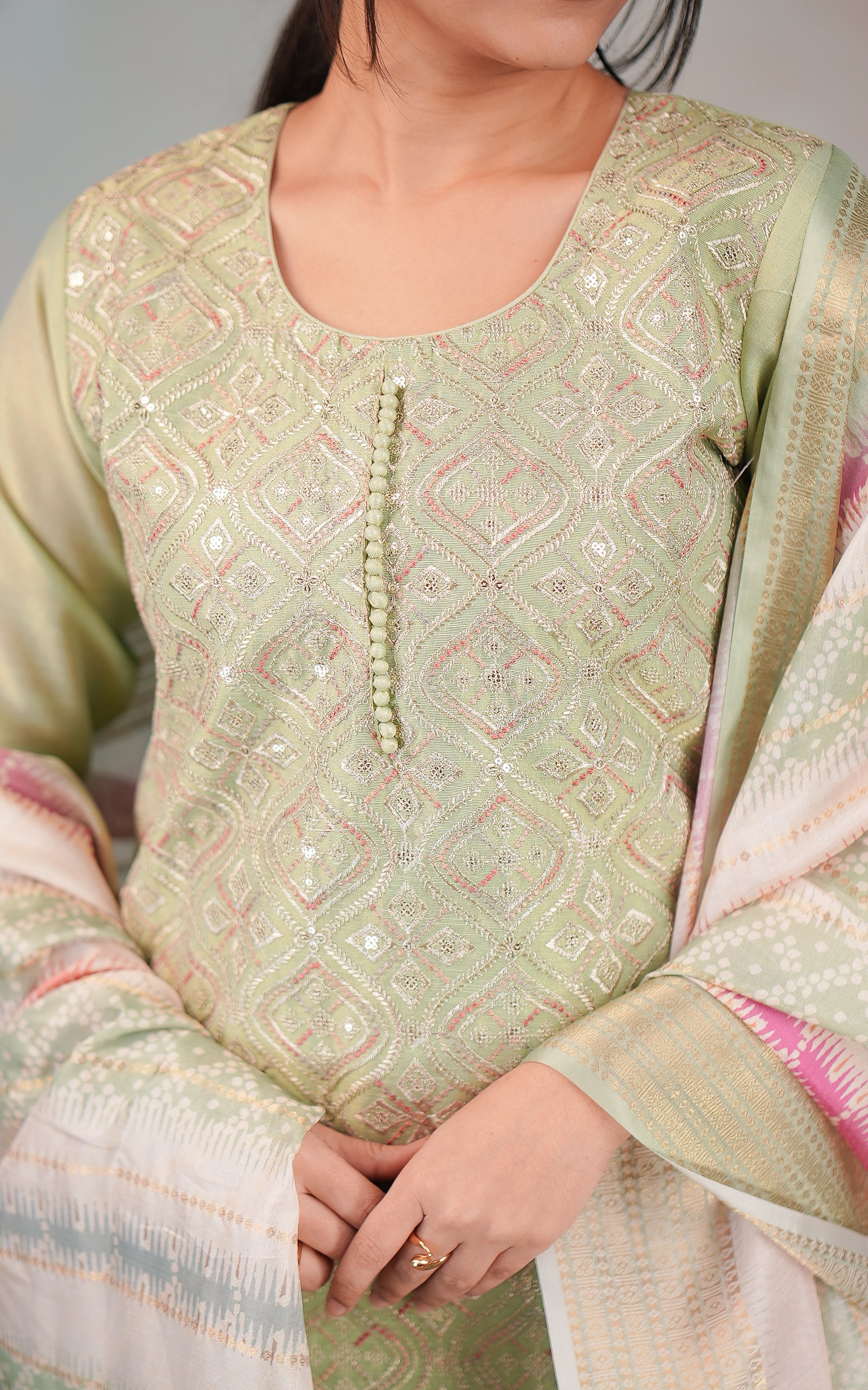 Elegant art silk side slit kurti set for women