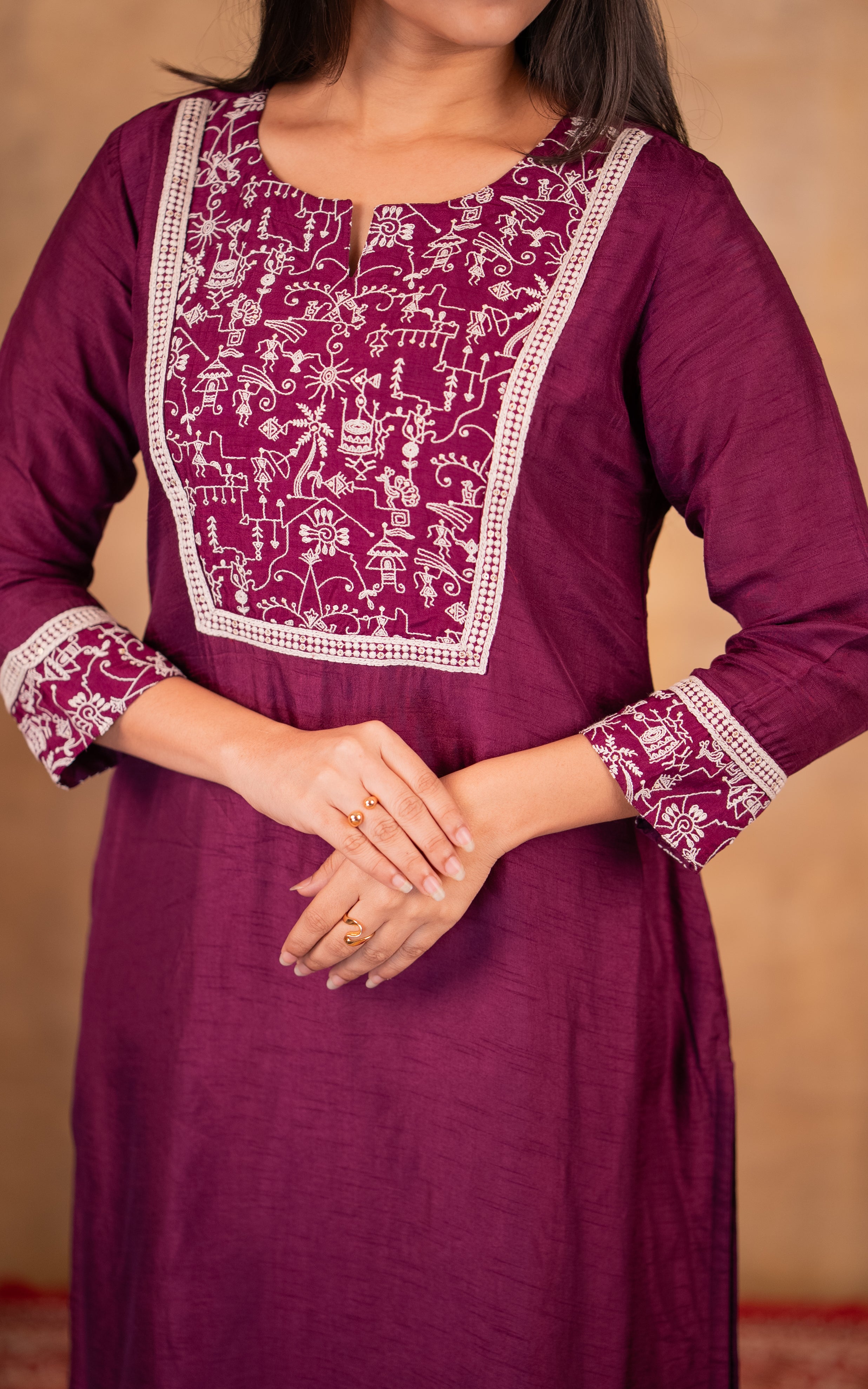 Elegant dola silk straight cut kurti for women