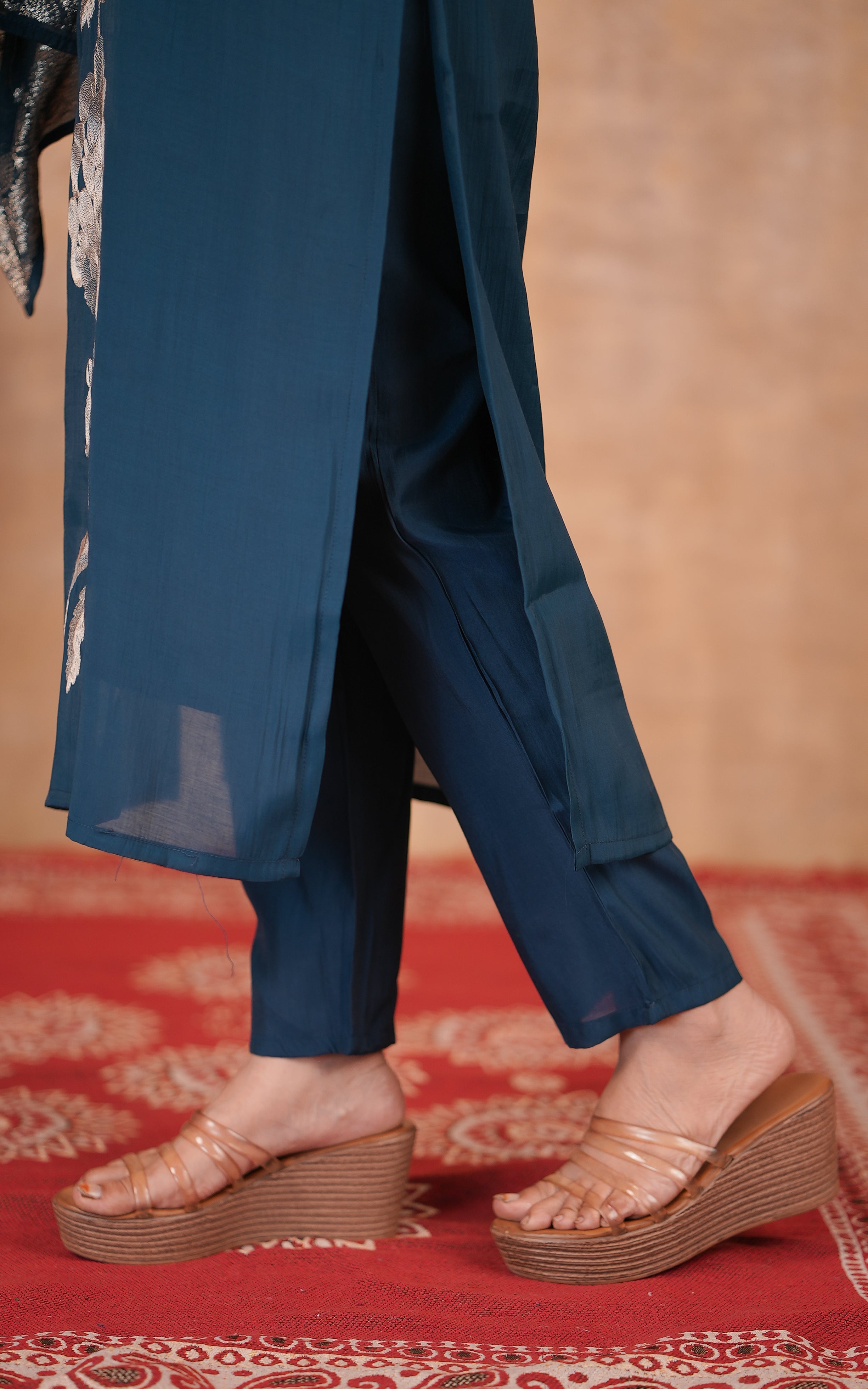 Elegant art silk embroidered kurti with dupatta for women