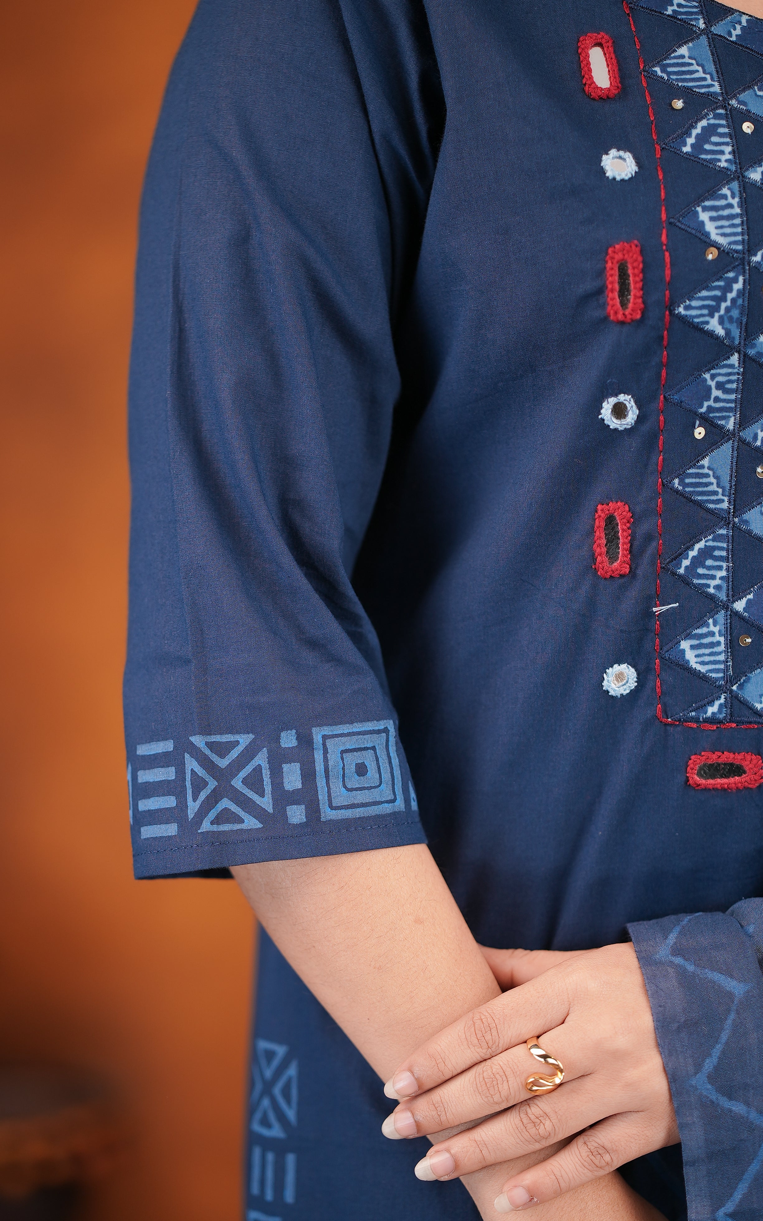 Office wear cotton embroidered kurti set for women