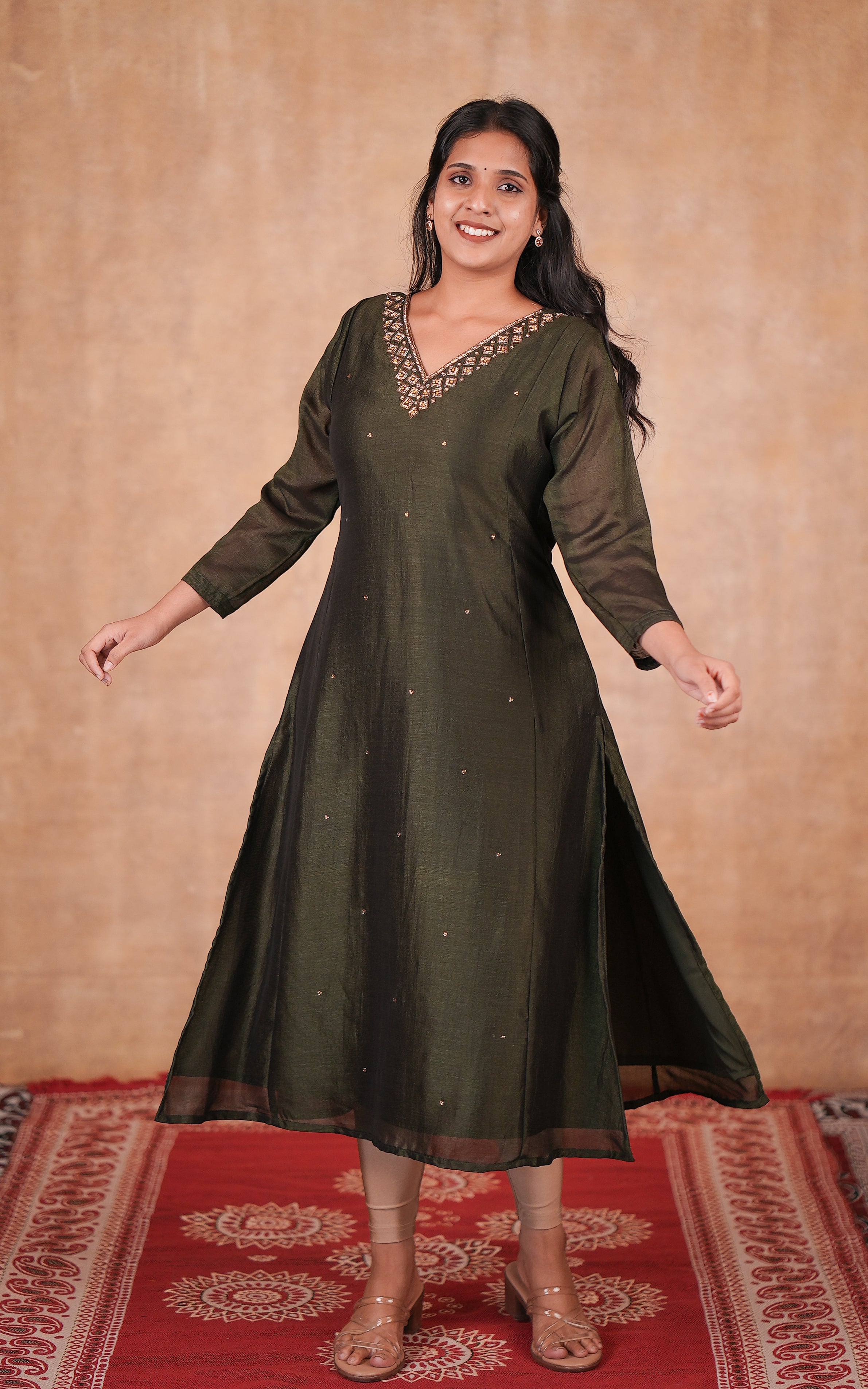 Elegant art silk Aline kurti for women