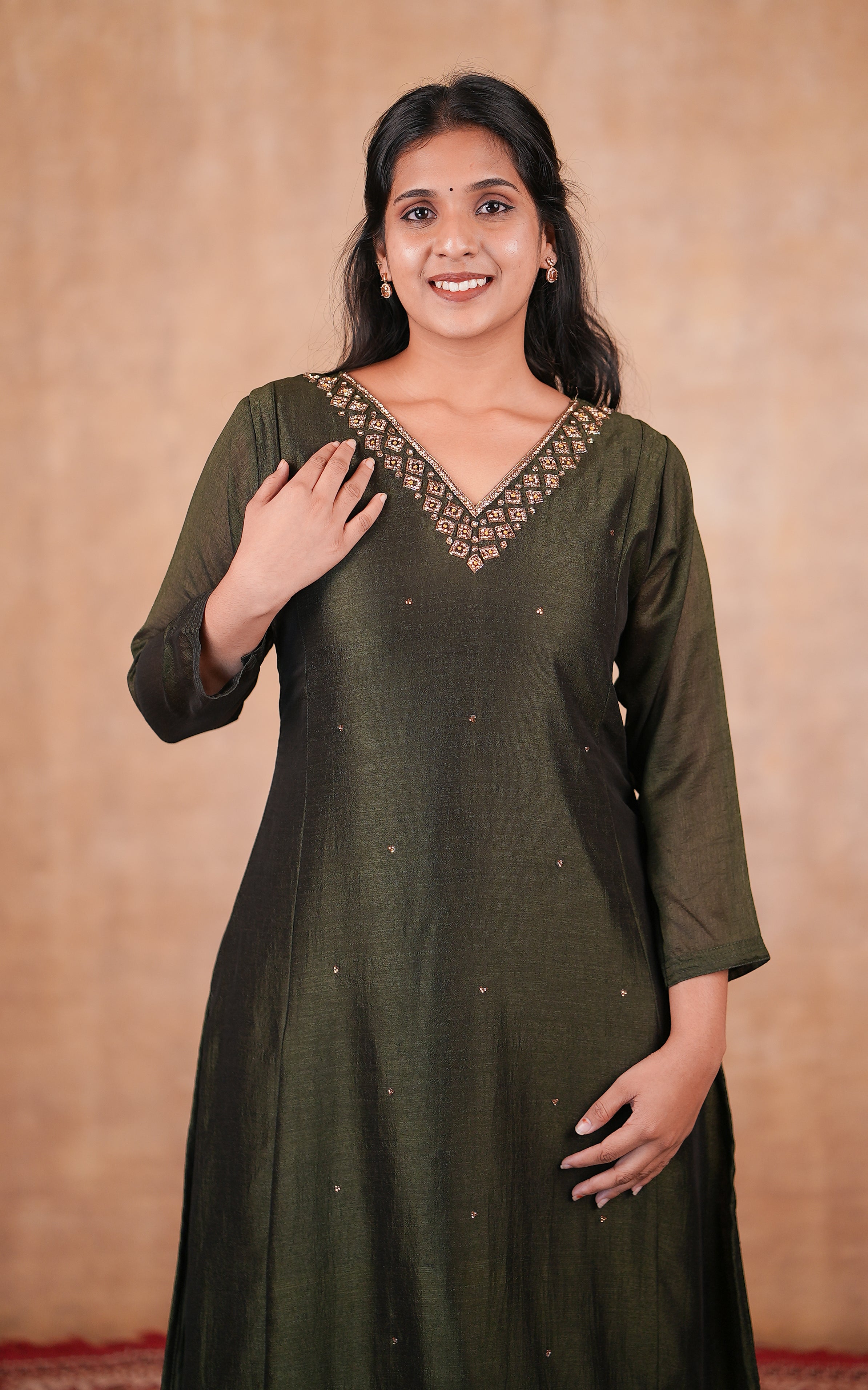 Art silk side slit Aline kurti for women